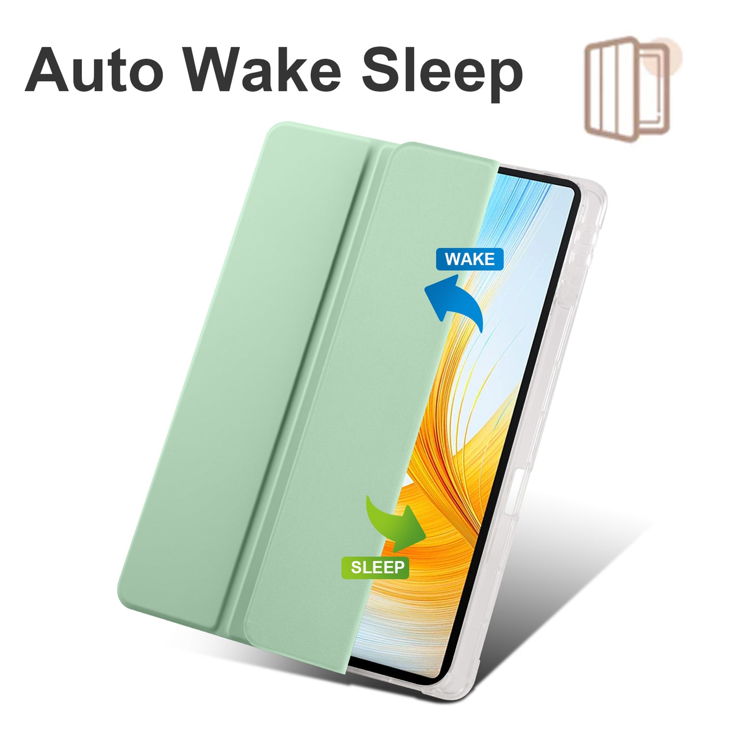 For Honor MagicPad 13 PU Leather Transparent TPU Tablet Case Trifold Stand Tablet Cover with Pencil Holder