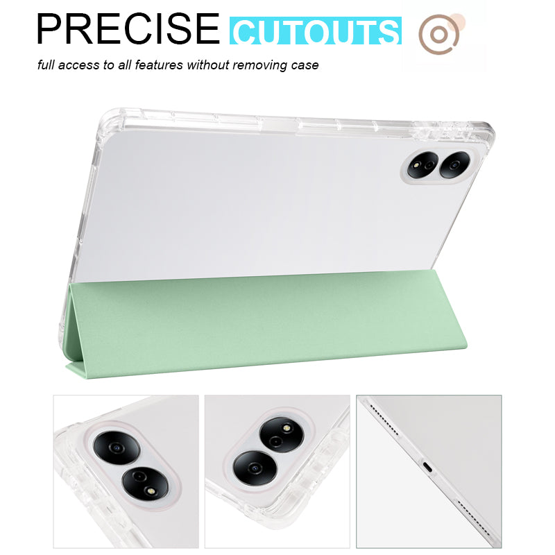 For Honor MagicPad 13 PU Leather Transparent TPU Tablet Case Trifold Stand Tablet Cover with Pencil Holder