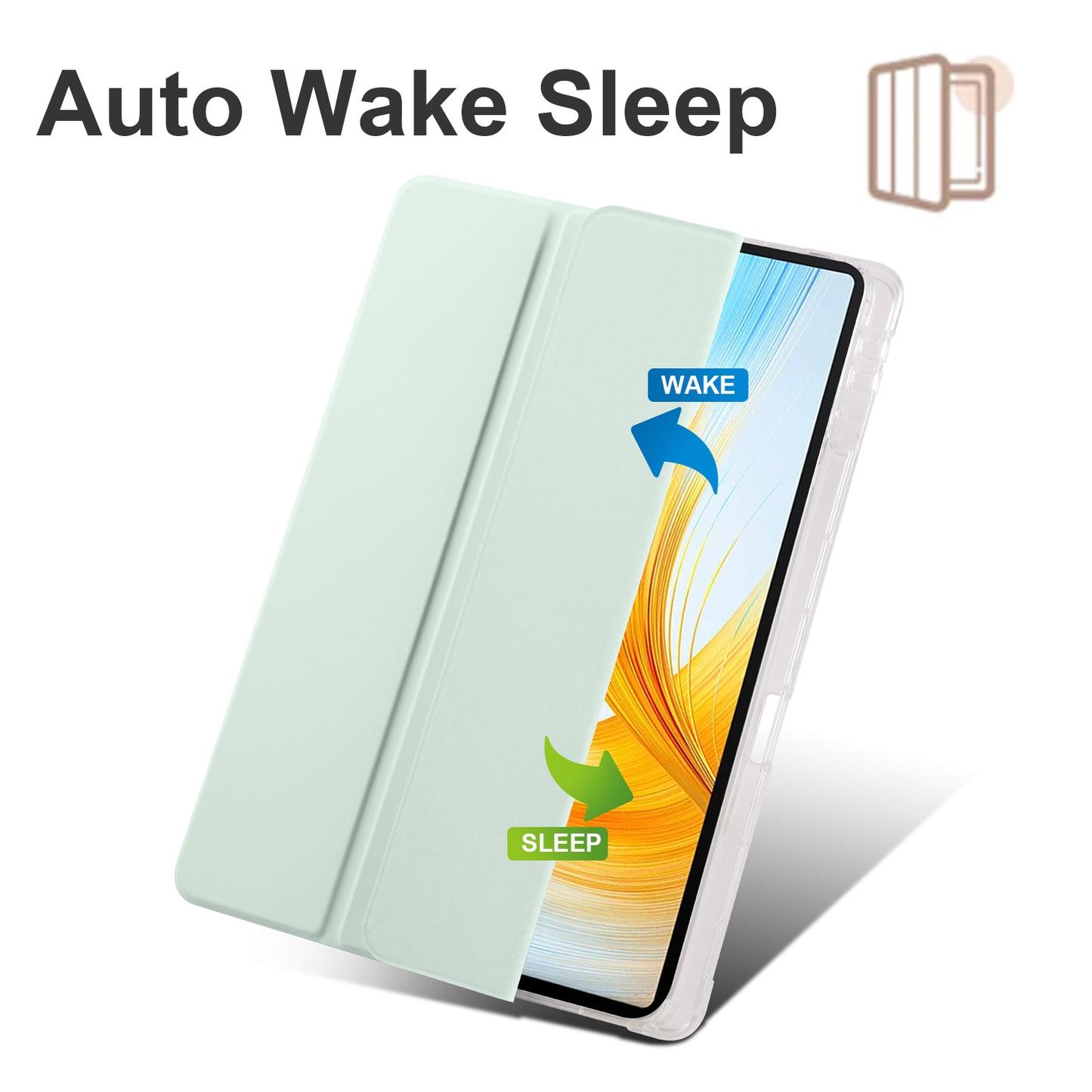 For Honor MagicPad 13 PU Leather Transparent TPU Tablet Case Trifold Stand Tablet Cover with Pencil Holder