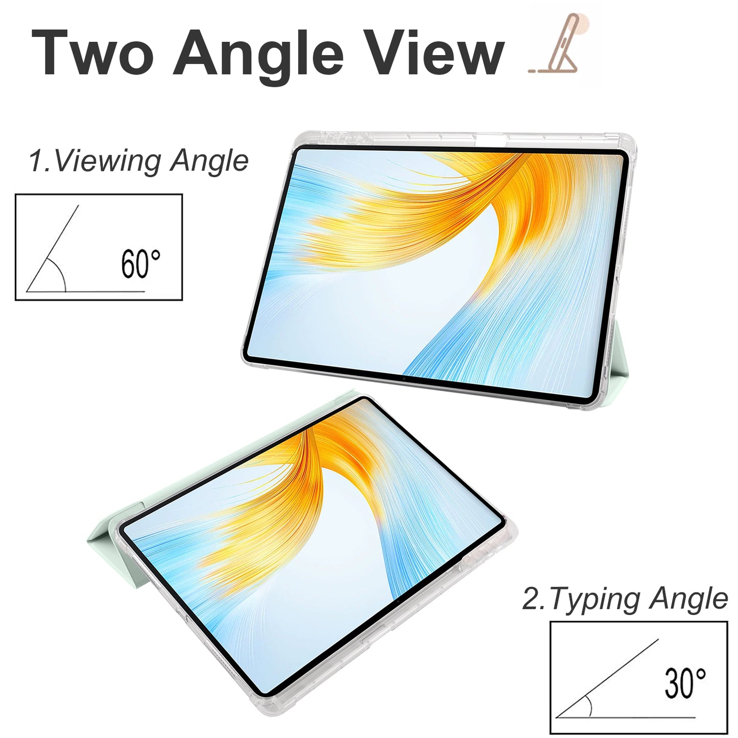 For Honor MagicPad 13 PU Leather Transparent TPU Tablet Case Trifold Stand Tablet Cover with Pencil Holder