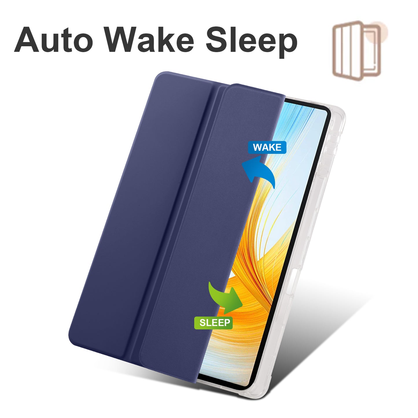 For Honor MagicPad 13 PU Leather Transparent TPU Tablet Case Trifold Stand Tablet Cover with Pencil Holder