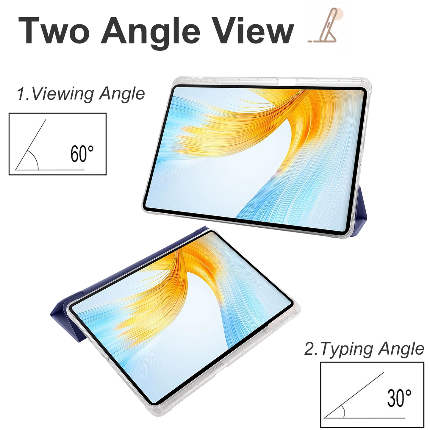 For Honor MagicPad 13 PU Leather Transparent TPU Tablet Case Trifold Stand Tablet Cover with Pencil Holder