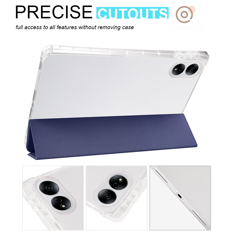 For Honor MagicPad 13 PU Leather Transparent TPU Tablet Case Trifold Stand Tablet Cover with Pencil Holder