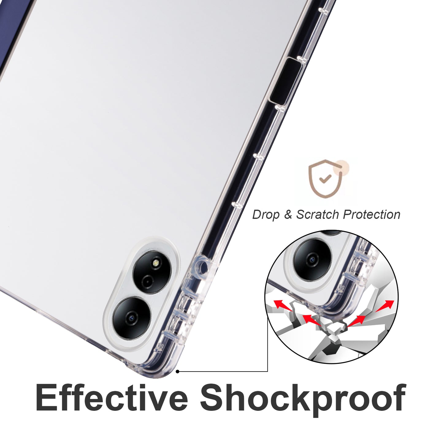 For Honor MagicPad 13 PU Leather Transparent TPU Tablet Case Trifold Stand Tablet Cover with Pencil Holder
