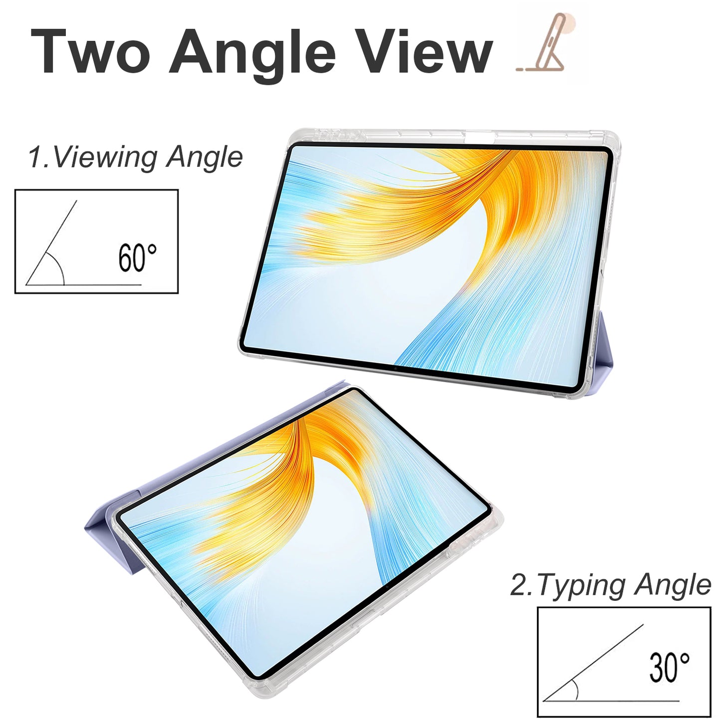 For Honor MagicPad 13 PU Leather Transparent TPU Tablet Case Trifold Stand Tablet Cover with Pencil Holder
