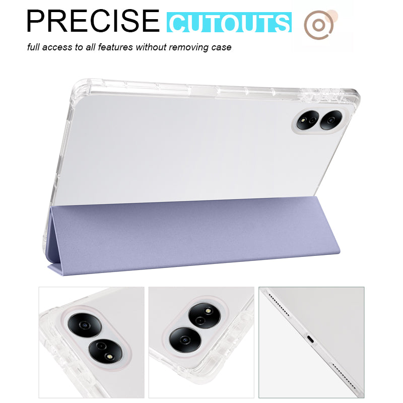 For Honor MagicPad 13 PU Leather Transparent TPU Tablet Case Trifold Stand Tablet Cover with Pencil Holder