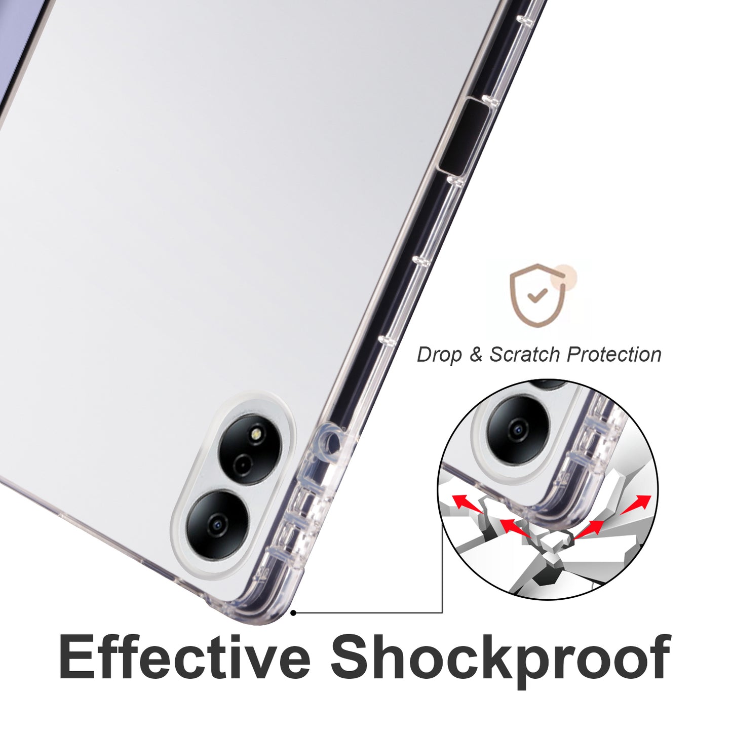 For Honor MagicPad 13 PU Leather Transparent TPU Tablet Case Trifold Stand Tablet Cover with Pencil Holder