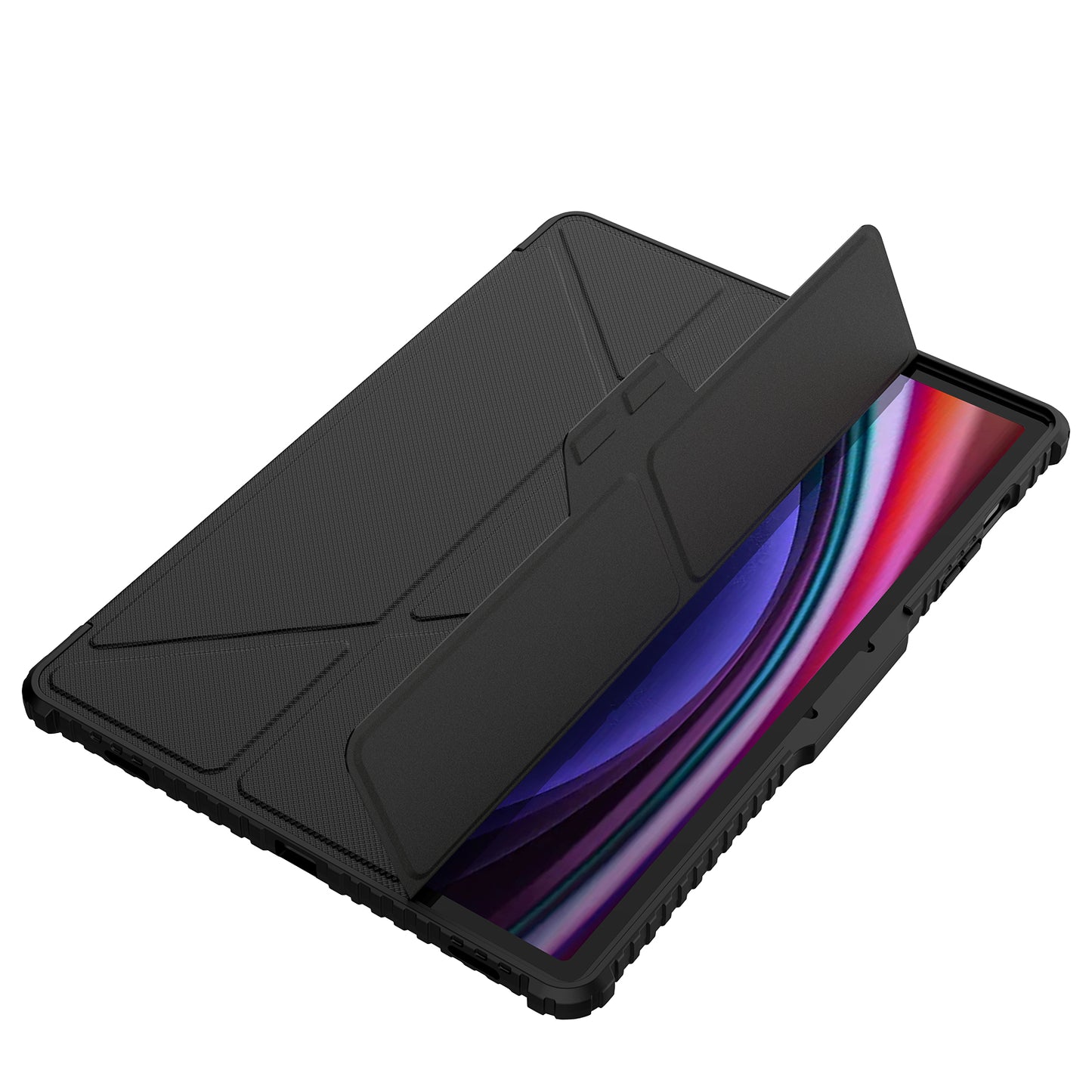 NILLKIN Bumper Leather Case Pro for Samsung Galaxy Tab S9+ Slide Camera Lid Origami Stand Tablet Case PU Leather Anti-drop Cover