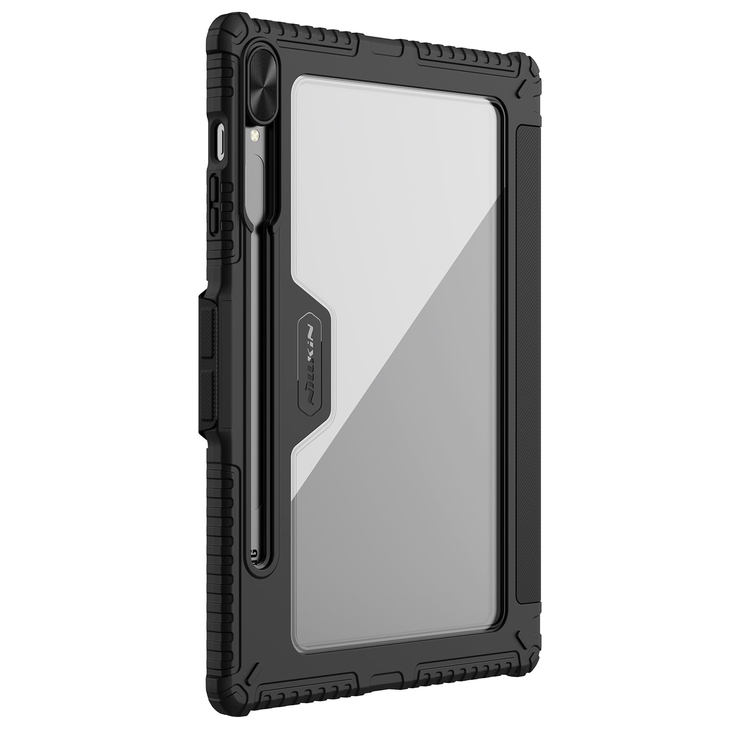NILLKIN Bumper Leather Case Pro for Samsung Galaxy Tab S9+ Slide Camera Lid Origami Stand Tablet Case PU Leather Anti-drop Cover