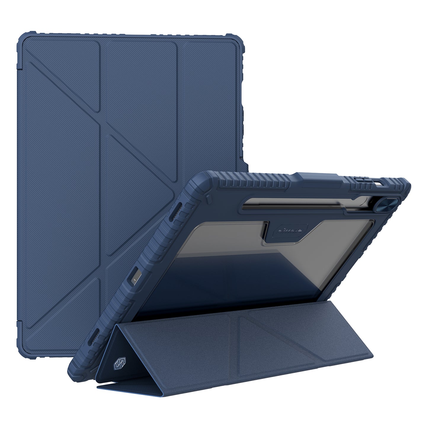 NILLKIN Bumper Leather Case Pro for Samsung Galaxy Tab S9+ Slide Camera Lid Origami Stand Tablet Case PU Leather Anti-drop Cover