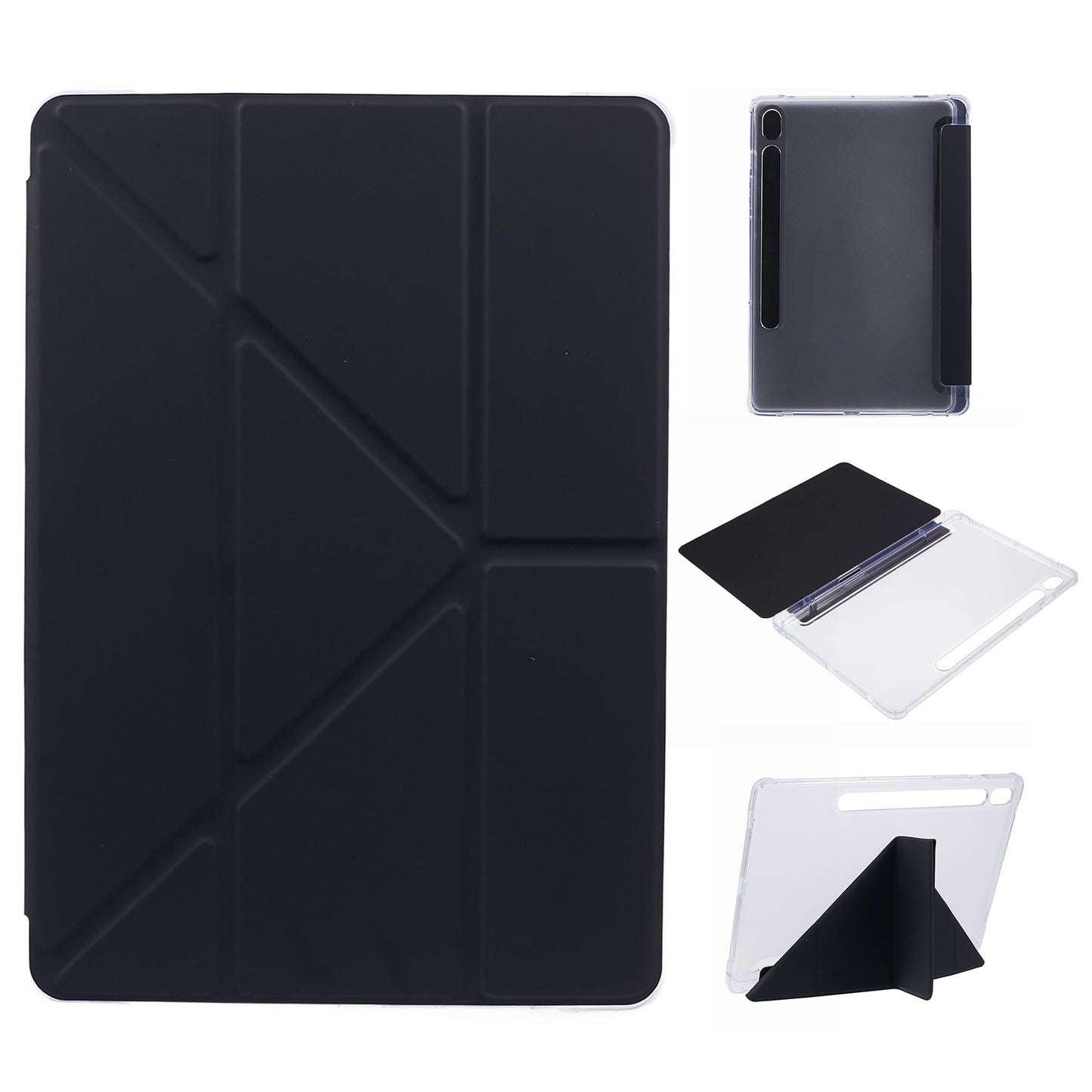 For Samsung Galaxy Tab S9 PU+Acrylic+TPU Case Origami Tri-fold Stand Tablet Cover Auto Wake / Sleep Shockproof Case