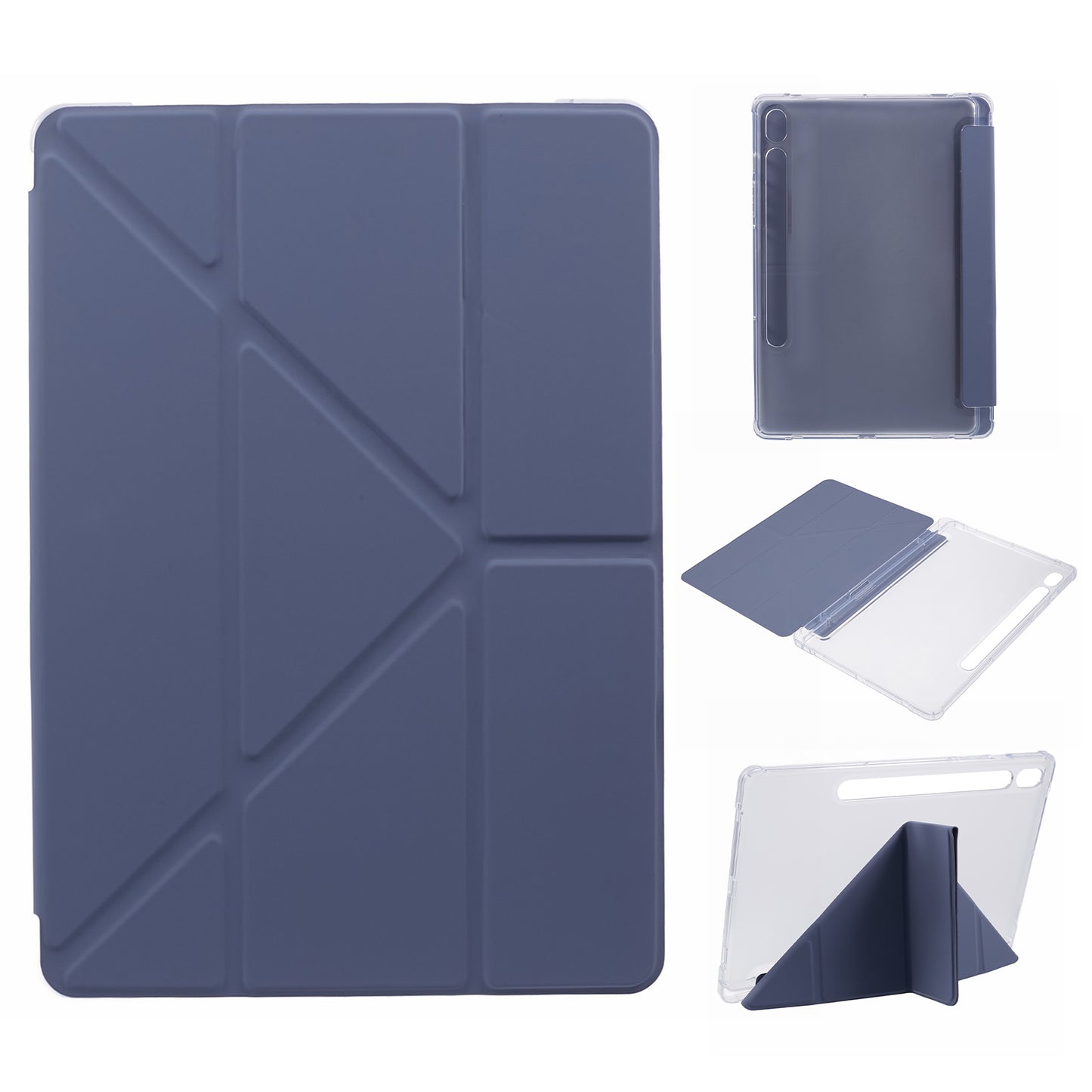 For Samsung Galaxy Tab S9 PU+Acrylic+TPU Case Origami Tri-fold Stand Tablet Cover Auto Wake / Sleep Shockproof Case