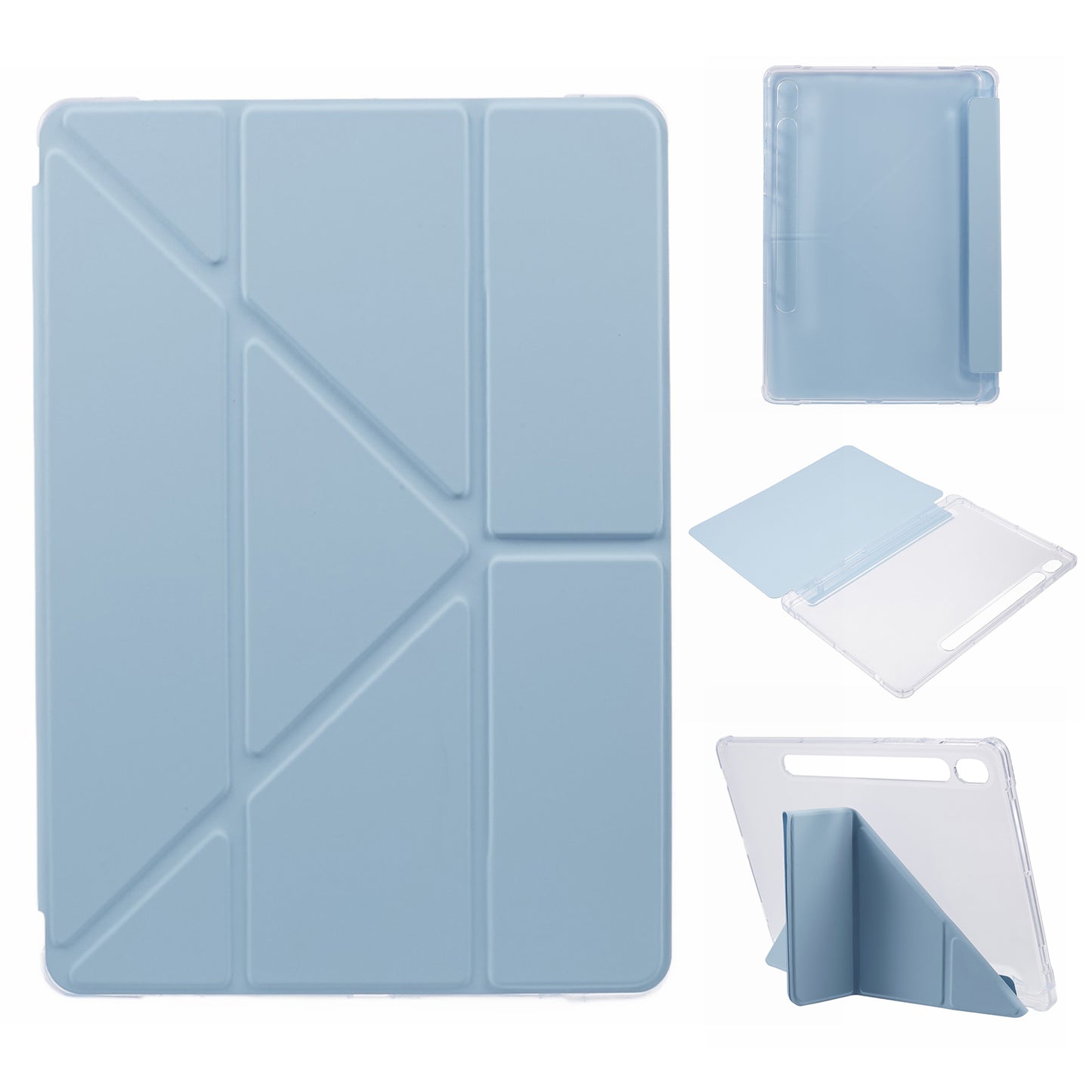 For Samsung Galaxy Tab S9 PU+Acrylic+TPU Case Origami Tri-fold Stand Tablet Cover Auto Wake / Sleep Shockproof Case