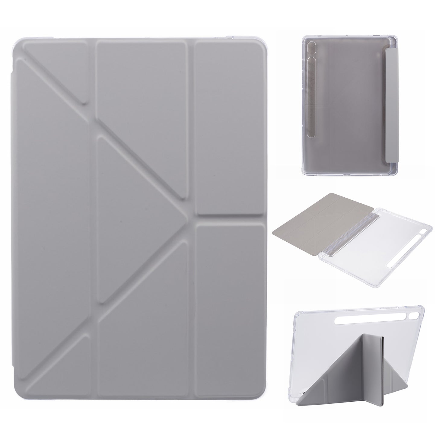 For Samsung Galaxy Tab S9 PU+Acrylic+TPU Case Origami Tri-fold Stand Tablet Cover Auto Wake / Sleep Shockproof Case