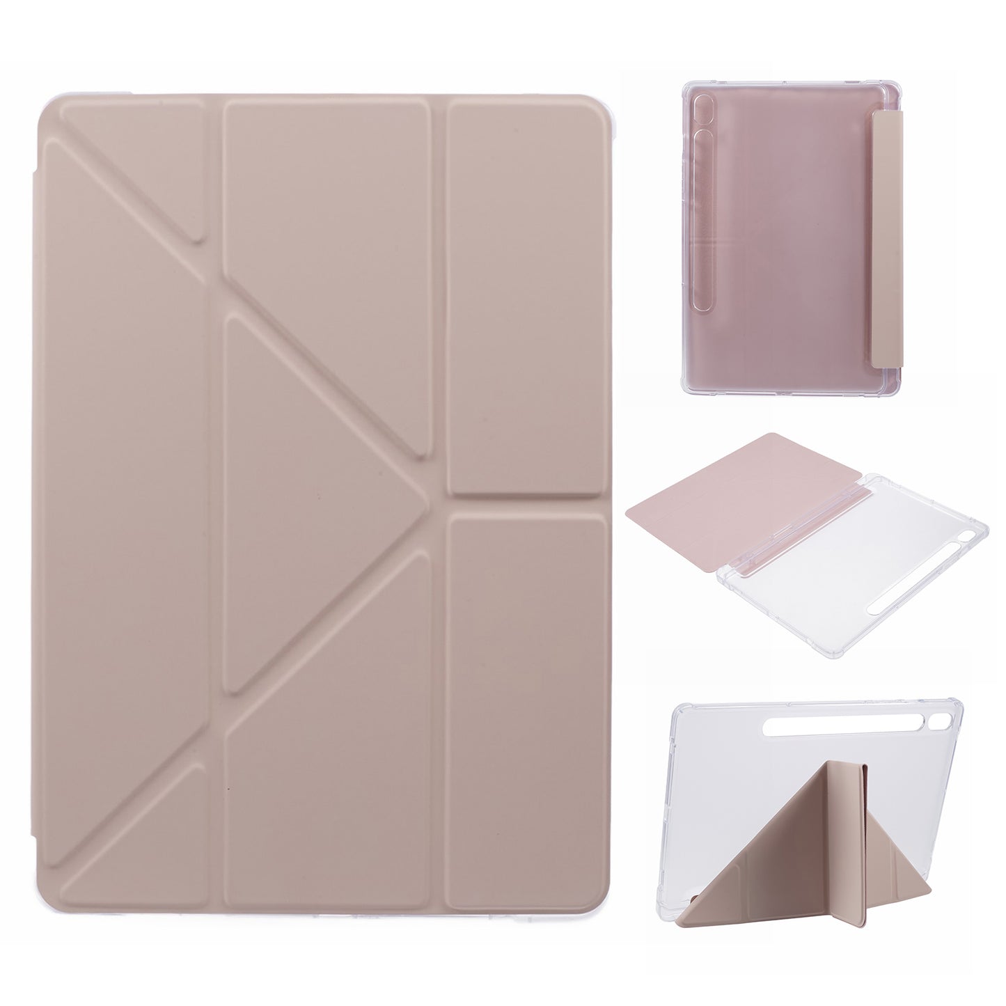 For Samsung Galaxy Tab S9 PU+Acrylic+TPU Case Origami Tri-fold Stand Tablet Cover Auto Wake / Sleep Shockproof Case