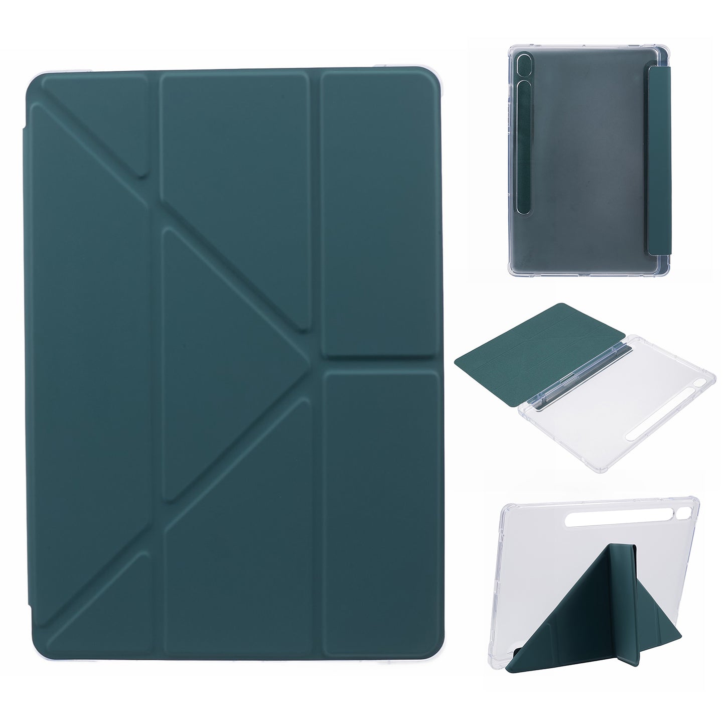 For Samsung Galaxy Tab S9 PU+Acrylic+TPU Case Origami Tri-fold Stand Tablet Cover Auto Wake / Sleep Shockproof Case