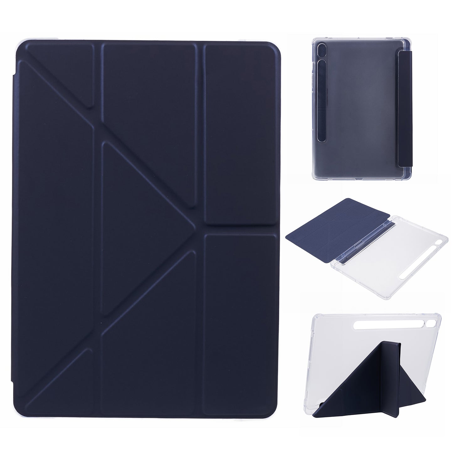 For Samsung Galaxy Tab S9 PU+Acrylic+TPU Case Origami Tri-fold Stand Tablet Cover Auto Wake / Sleep Shockproof Case