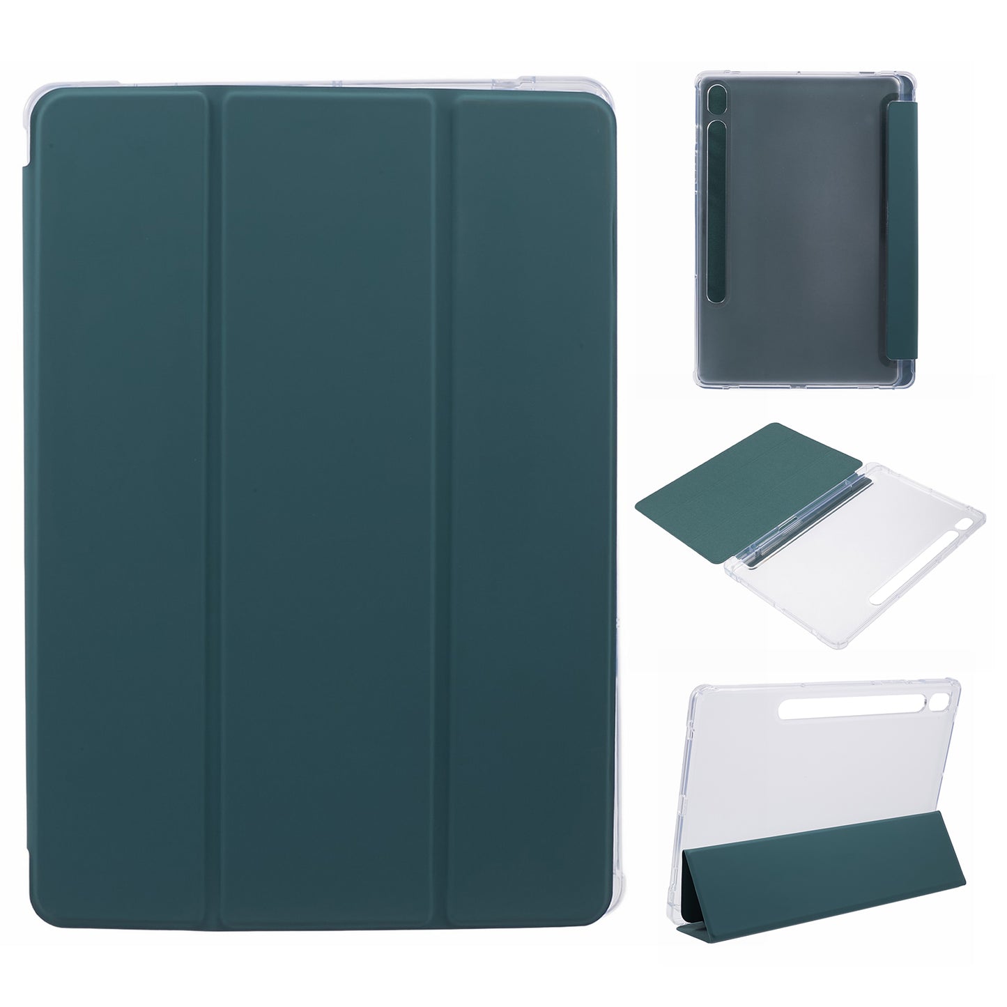 For Samsung Galaxy Tab S9 Shockproof Case Tri-fold PU+Acrylic+TPU Tablet Cover Support Auto Wake / Sleep