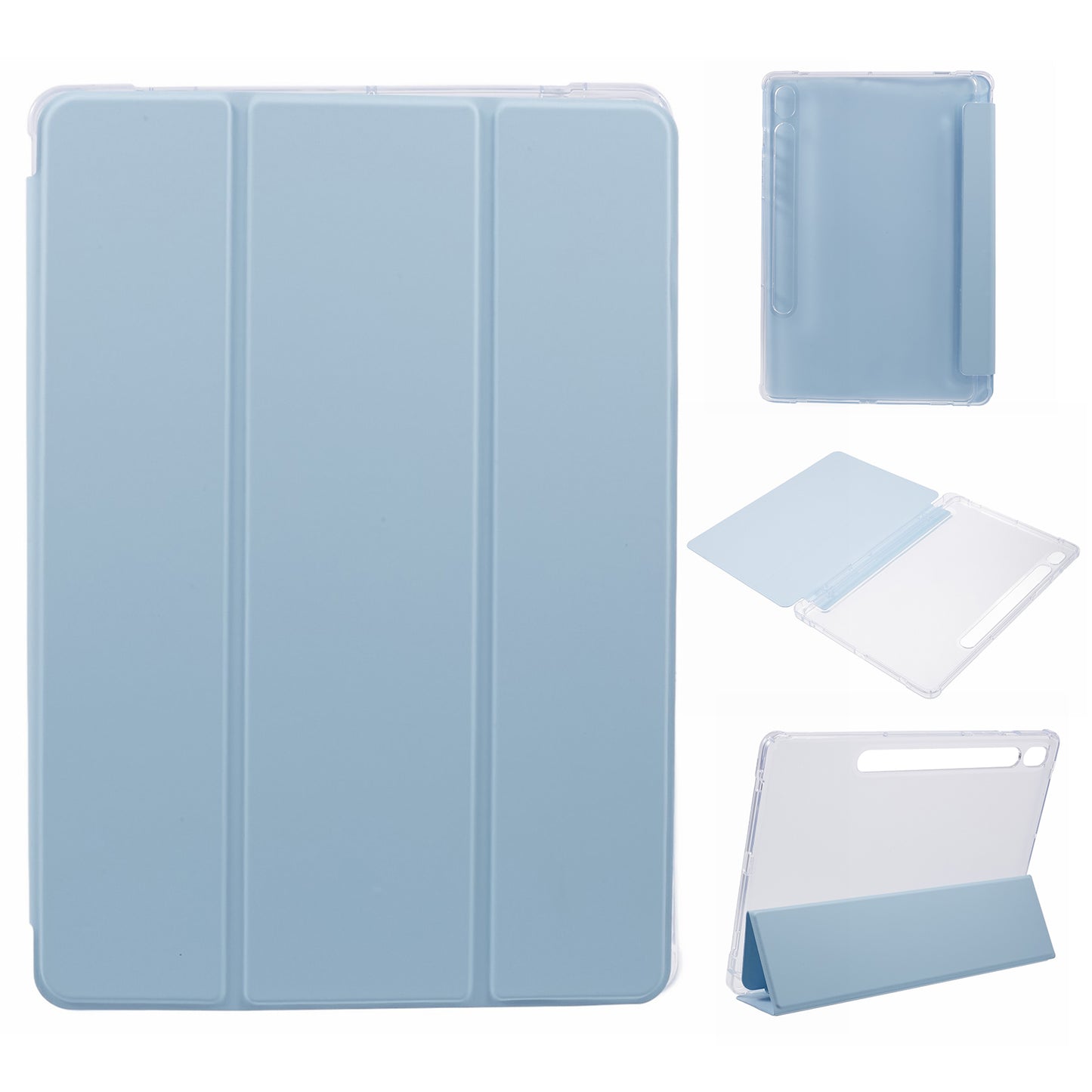 For Samsung Galaxy Tab S9 Shockproof Case Tri-fold PU+Acrylic+TPU Tablet Cover Support Auto Wake / Sleep
