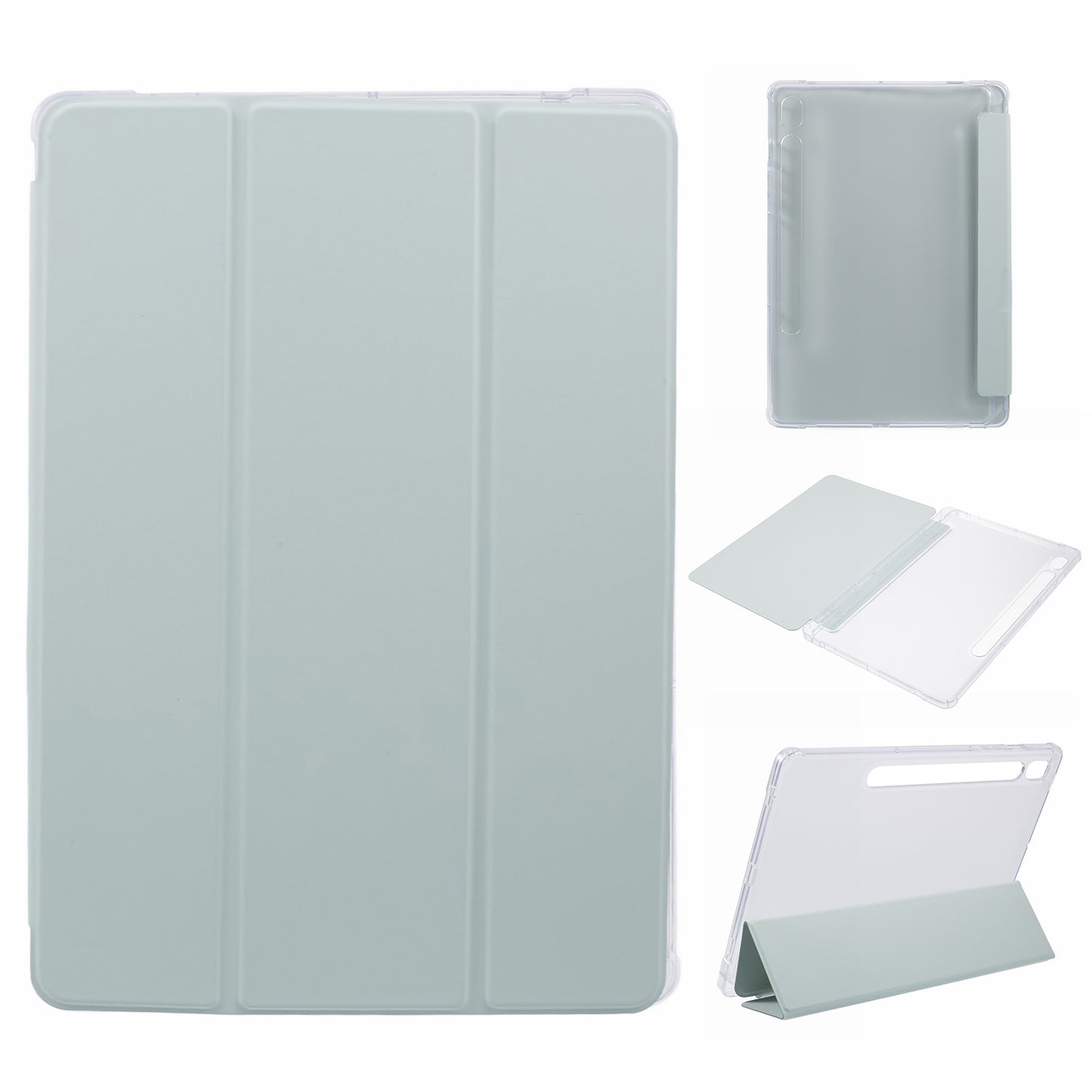 For Samsung Galaxy Tab S9 Shockproof Case Tri-fold PU+Acrylic+TPU Tablet Cover Support Auto Wake / Sleep