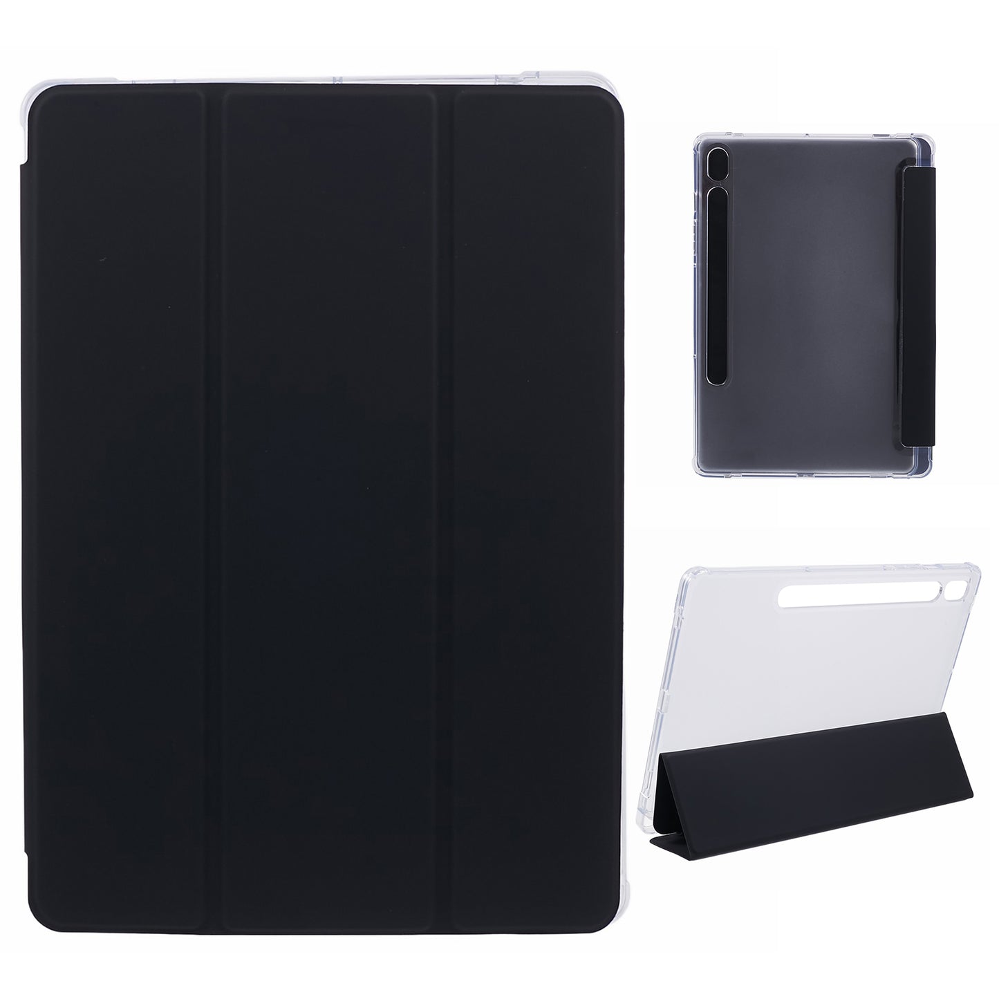 For Samsung Galaxy Tab S9 Shockproof Case Tri-fold PU+Acrylic+TPU Tablet Cover Support Auto Wake / Sleep