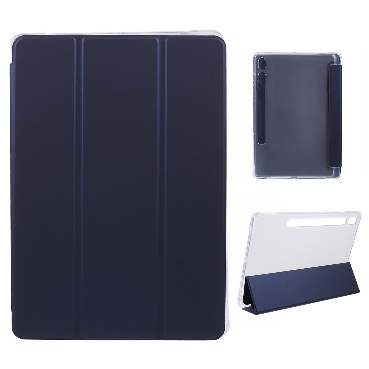 For Samsung Galaxy Tab S9 Shockproof Case Tri-fold PU+Acrylic+TPU Tablet Cover Support Auto Wake / Sleep