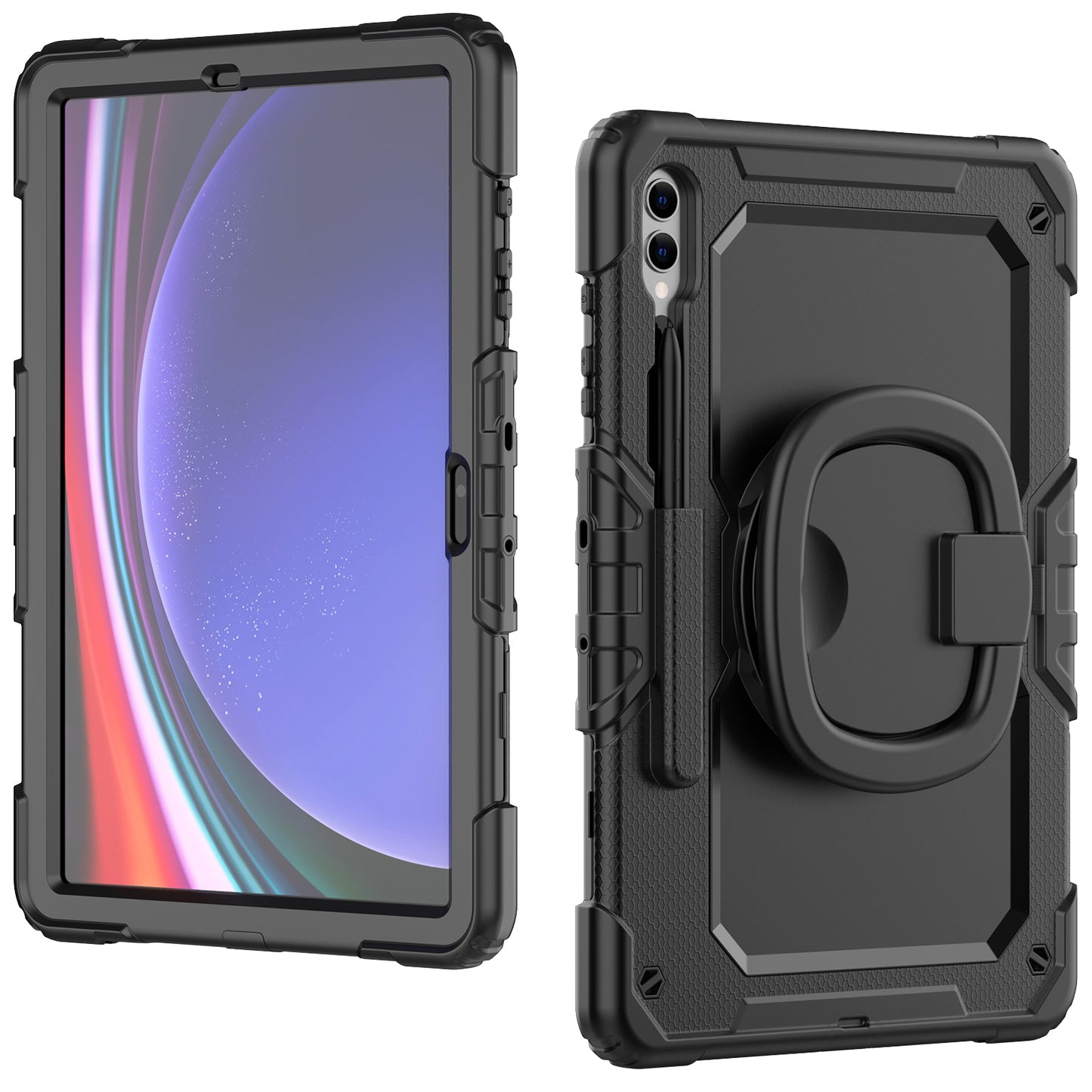 For Samsung Samsung Galaxy Tab S9+ SM-X810 / X816B / X818U PC+Silicone Tablet Case Hand Grip Kickstand Cover with Shoulder Strap