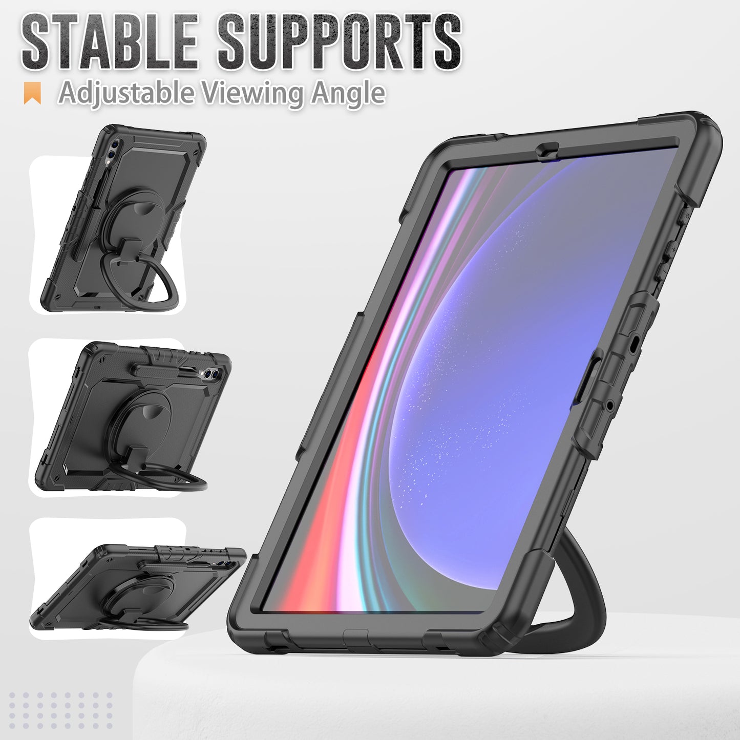 For Samsung Samsung Galaxy Tab S9+ SM-X810 / X816B / X818U PC+Silicone Tablet Case Hand Grip Kickstand Cover with Shoulder Strap