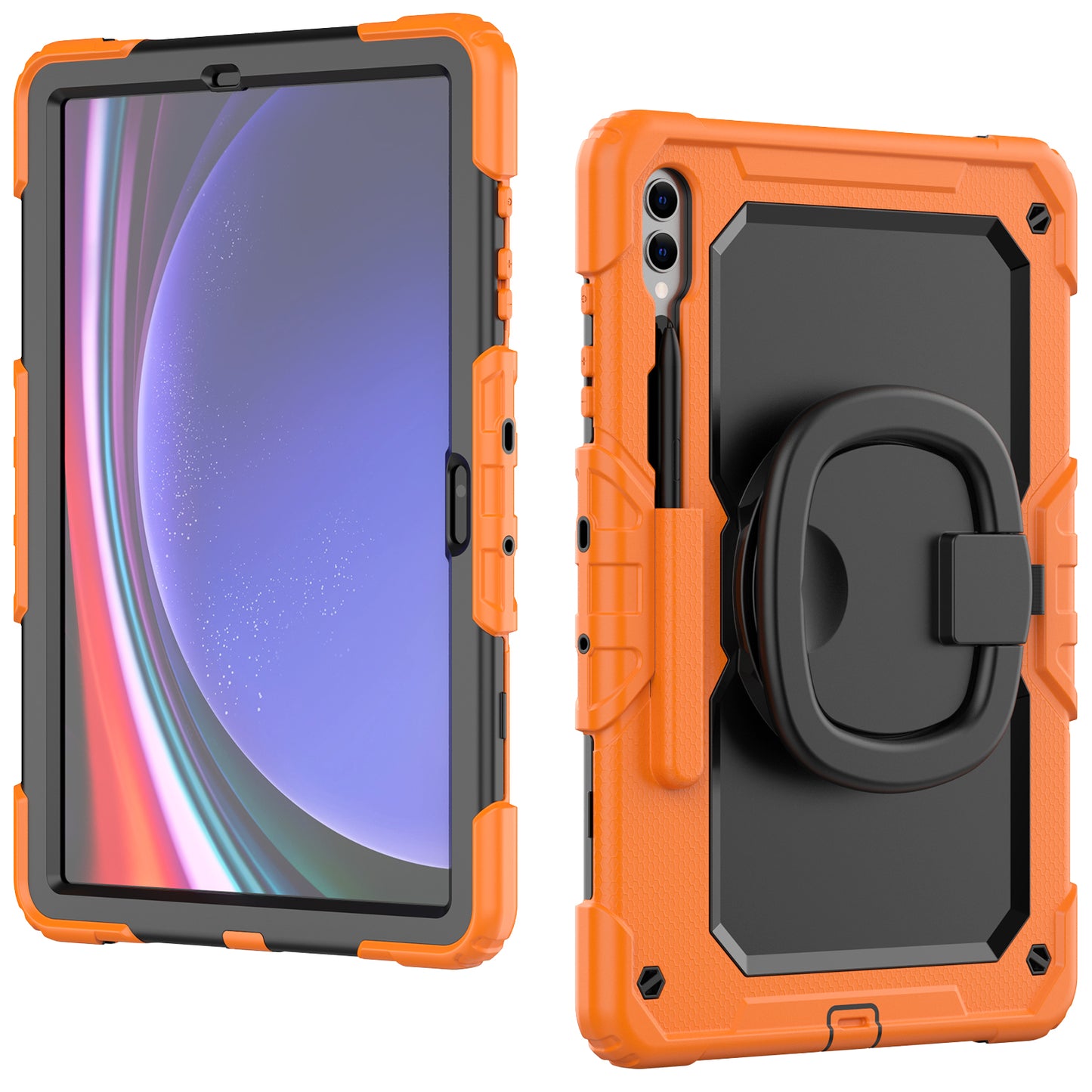 For Samsung Samsung Galaxy Tab S9+ SM-X810 / X816B / X818U PC+Silicone Tablet Case Hand Grip Kickstand Cover with Shoulder Strap