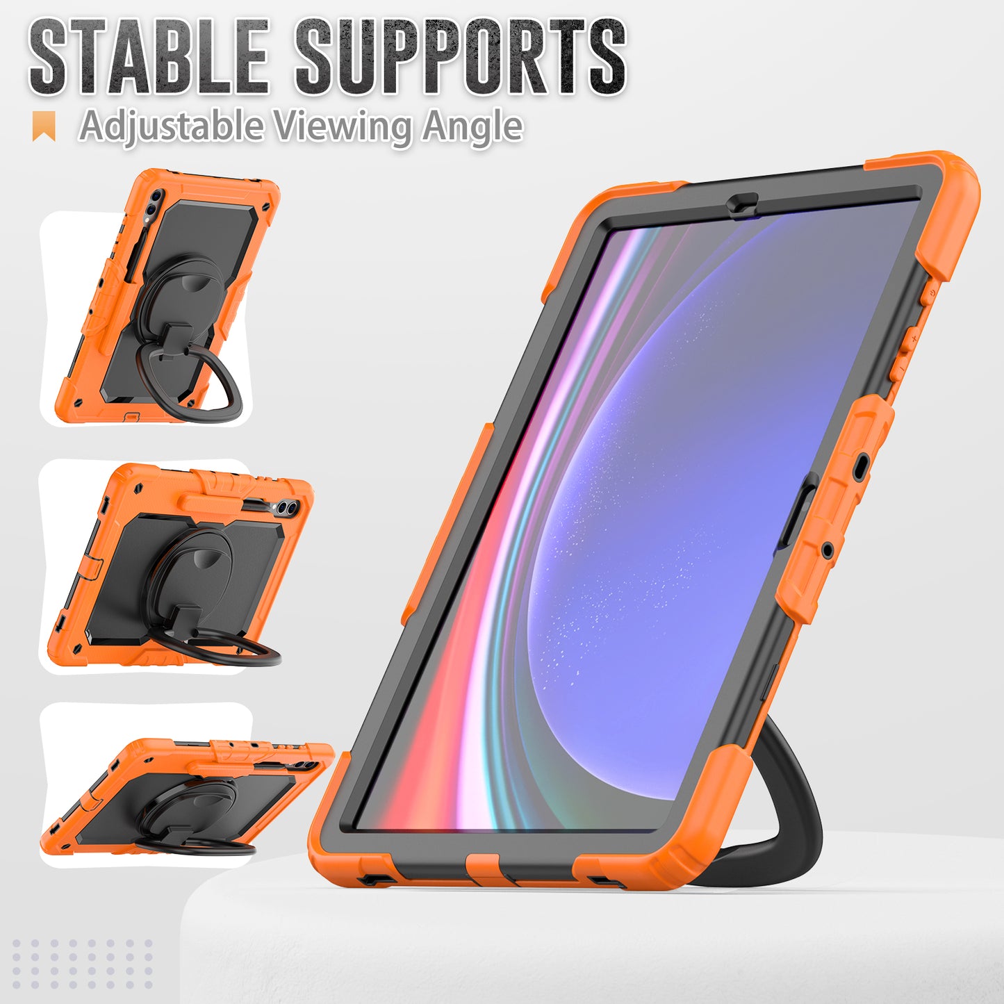 For Samsung Samsung Galaxy Tab S9+ SM-X810 / X816B / X818U PC+Silicone Tablet Case Hand Grip Kickstand Cover with Shoulder Strap
