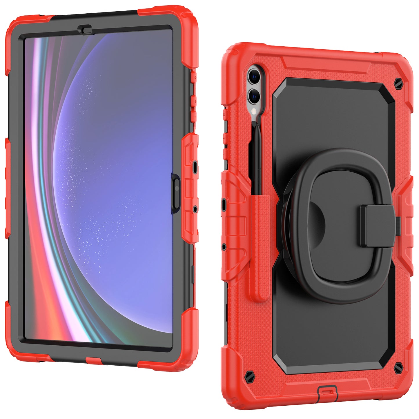 For Samsung Samsung Galaxy Tab S9+ SM-X810 / X816B / X818U PC+Silicone Tablet Case Hand Grip Kickstand Cover with Shoulder Strap