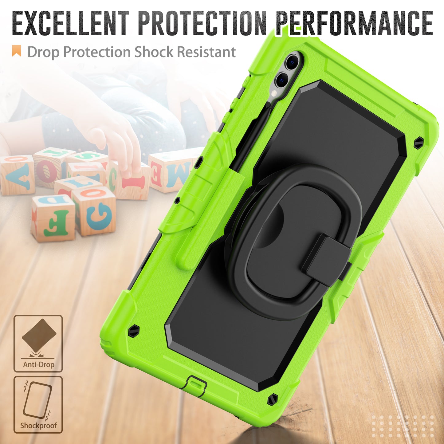 For Samsung Samsung Galaxy Tab S9+ SM-X810 / X816B / X818U PC+Silicone Tablet Case Hand Grip Kickstand Cover with Shoulder Strap