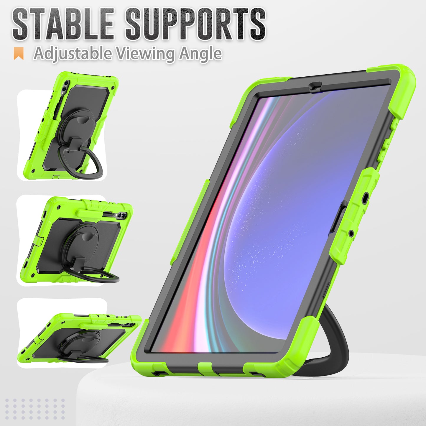 For Samsung Samsung Galaxy Tab S9+ SM-X810 / X816B / X818U PC+Silicone Tablet Case Hand Grip Kickstand Cover with Shoulder Strap