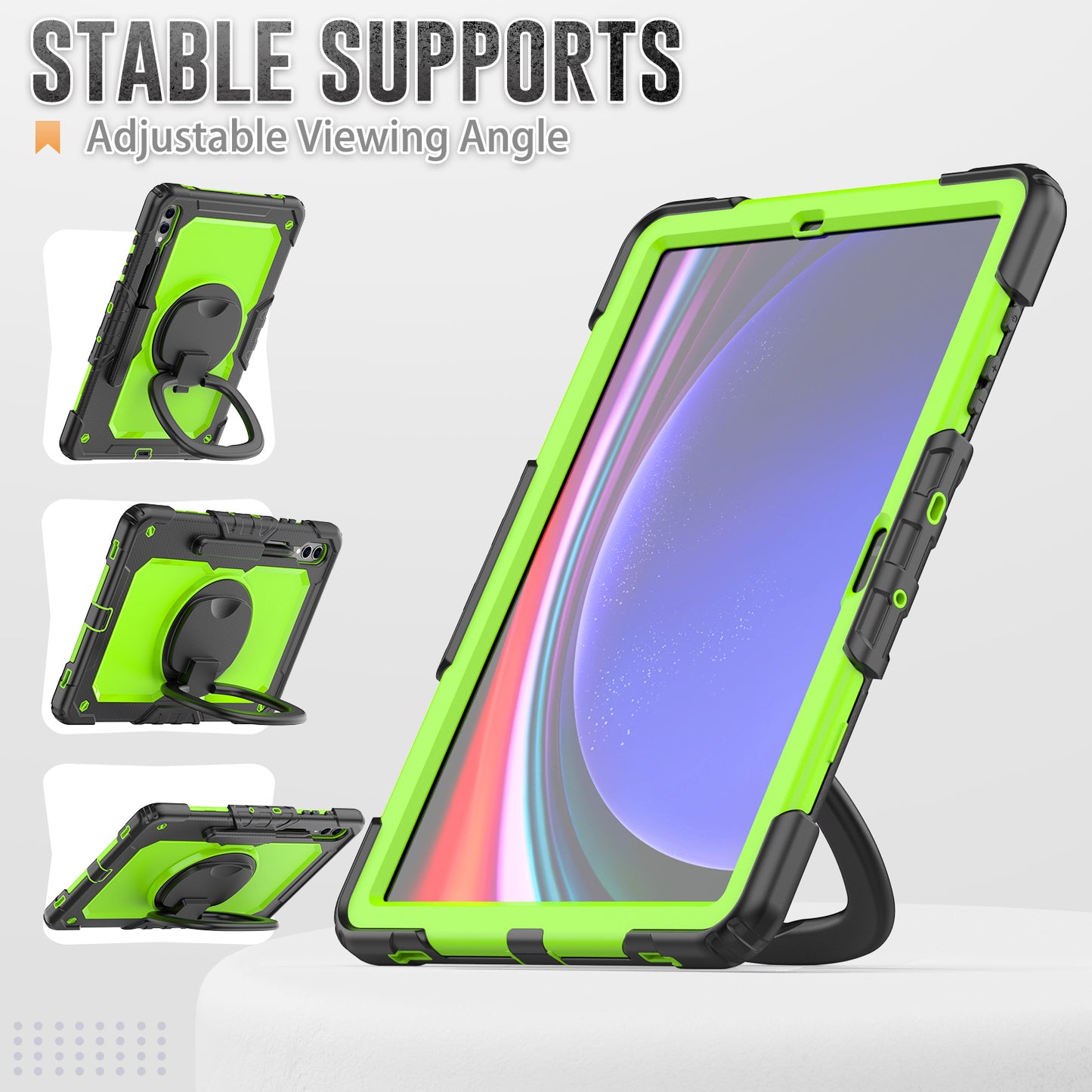 For Samsung Samsung Galaxy Tab S9+ SM-X810 / X816B / X818U PC+Silicone Tablet Case Hand Grip Kickstand Cover with Shoulder Strap