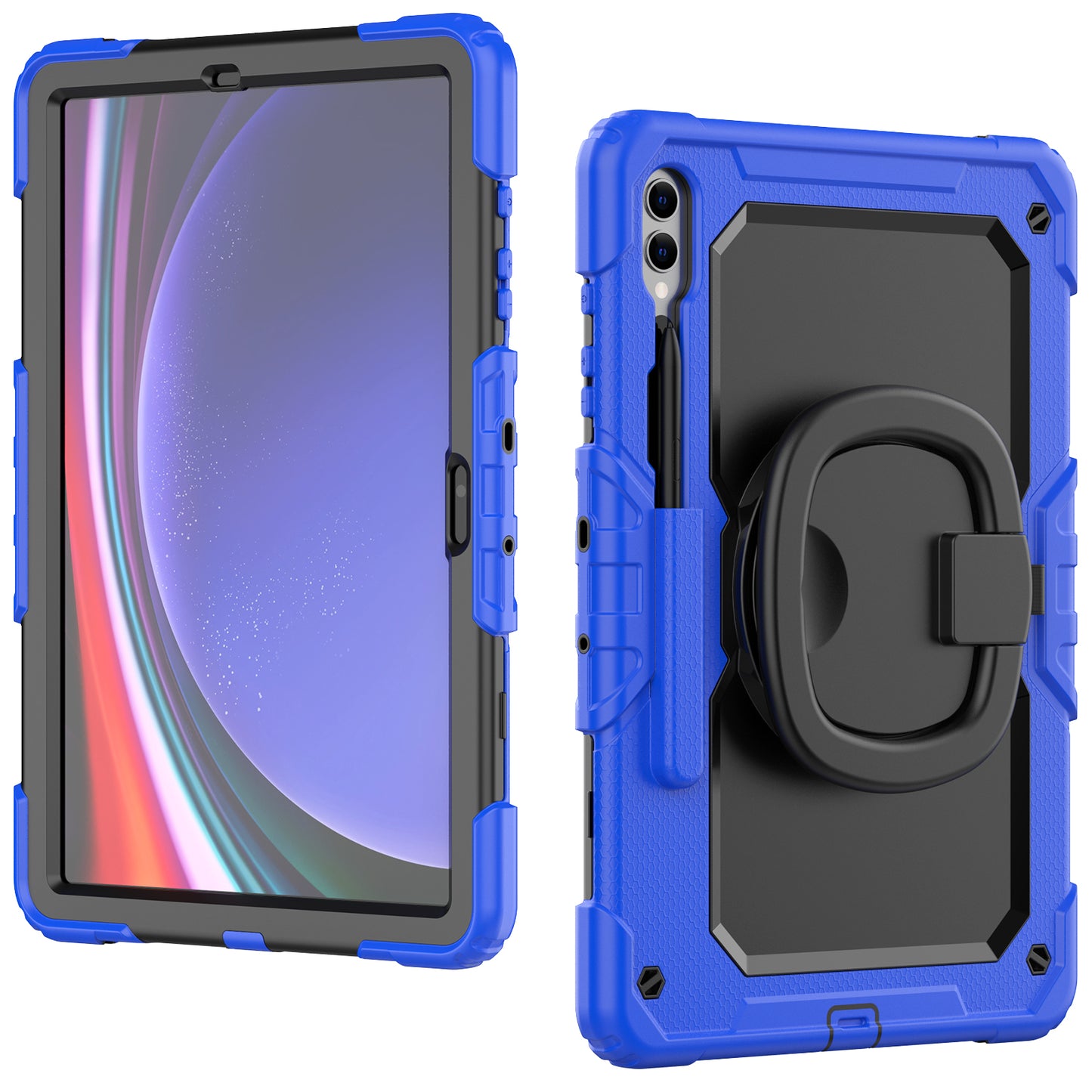 For Samsung Samsung Galaxy Tab S9+ SM-X810 / X816B / X818U PC+Silicone Tablet Case Hand Grip Kickstand Cover with Shoulder Strap