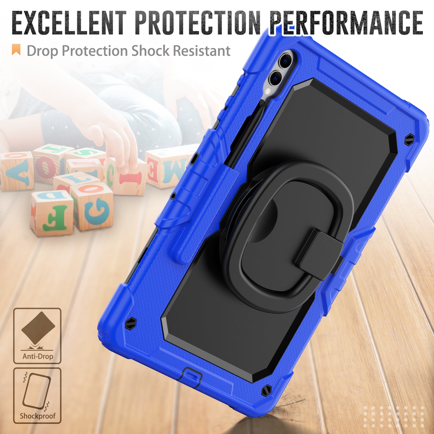 For Samsung Samsung Galaxy Tab S9+ SM-X810 / X816B / X818U PC+Silicone Tablet Case Hand Grip Kickstand Cover with Shoulder Strap