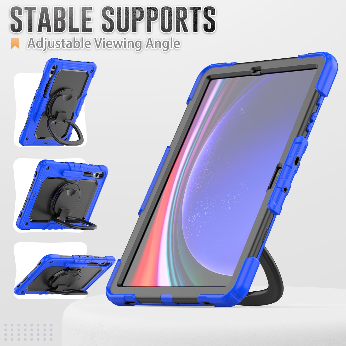 For Samsung Samsung Galaxy Tab S9+ SM-X810 / X816B / X818U PC+Silicone Tablet Case Hand Grip Kickstand Cover with Shoulder Strap
