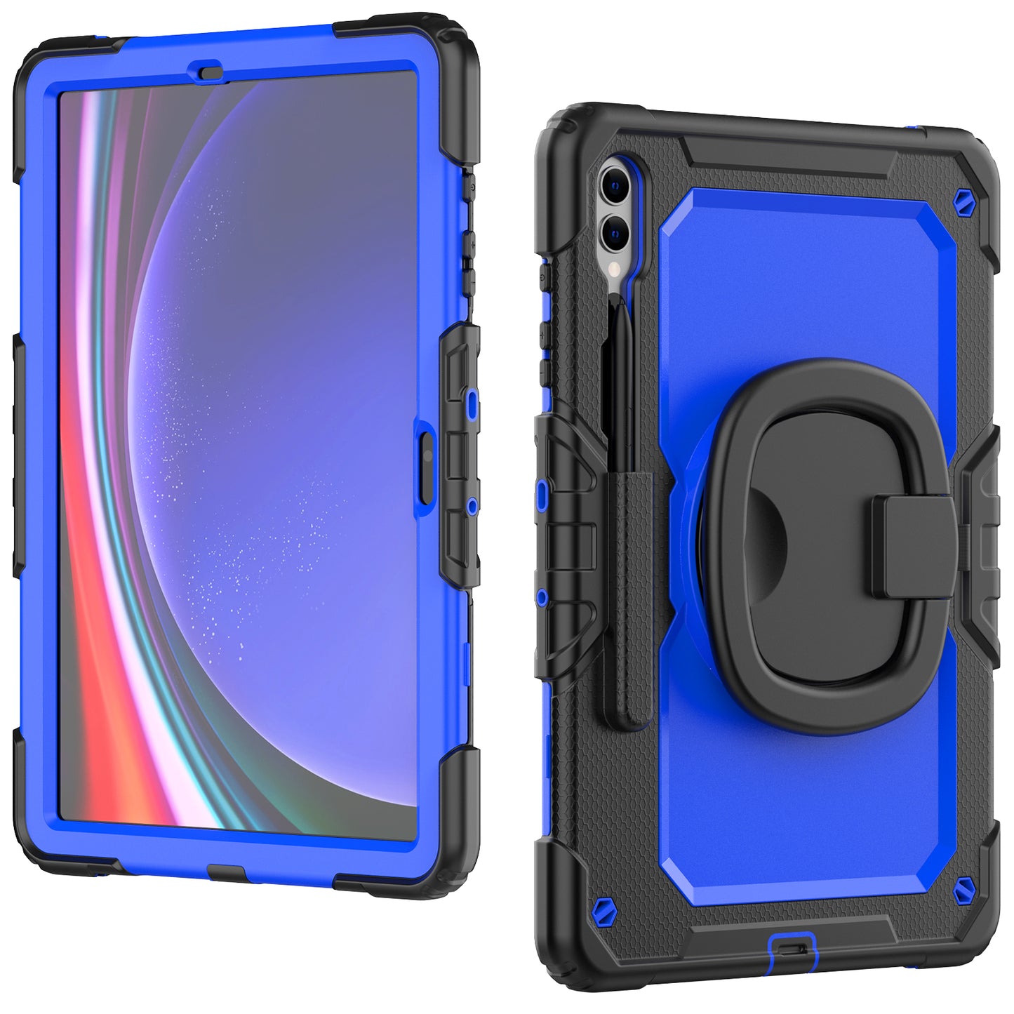For Samsung Samsung Galaxy Tab S9+ SM-X810 / X816B / X818U PC+Silicone Tablet Case Hand Grip Kickstand Cover with Shoulder Strap