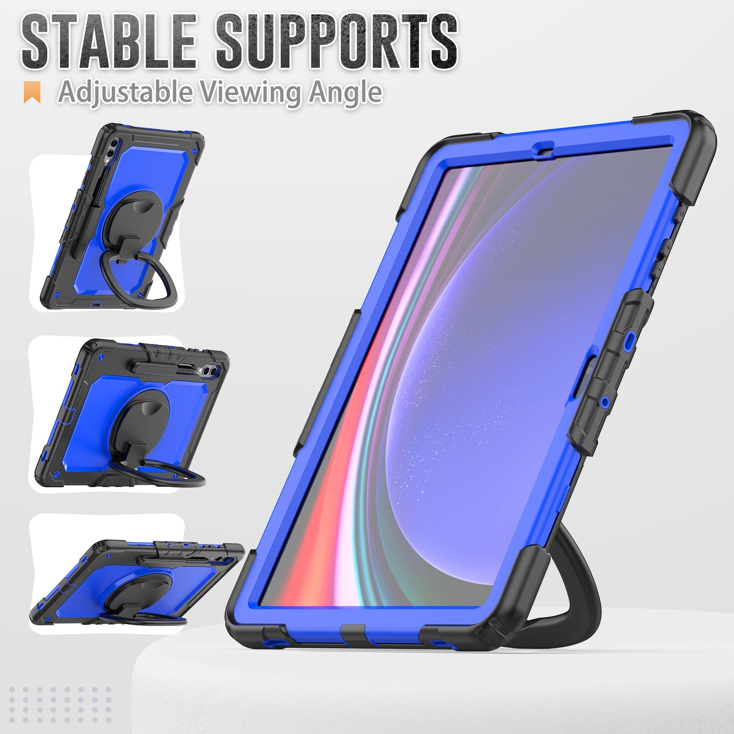 For Samsung Samsung Galaxy Tab S9+ SM-X810 / X816B / X818U PC+Silicone Tablet Case Hand Grip Kickstand Cover with Shoulder Strap