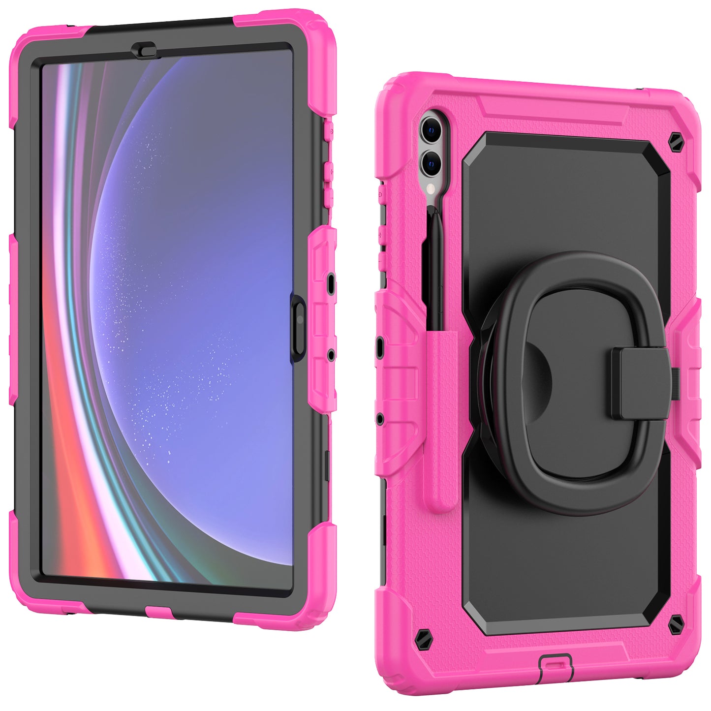 For Samsung Samsung Galaxy Tab S9+ SM-X810 / X816B / X818U PC+Silicone Tablet Case Hand Grip Kickstand Cover with Shoulder Strap