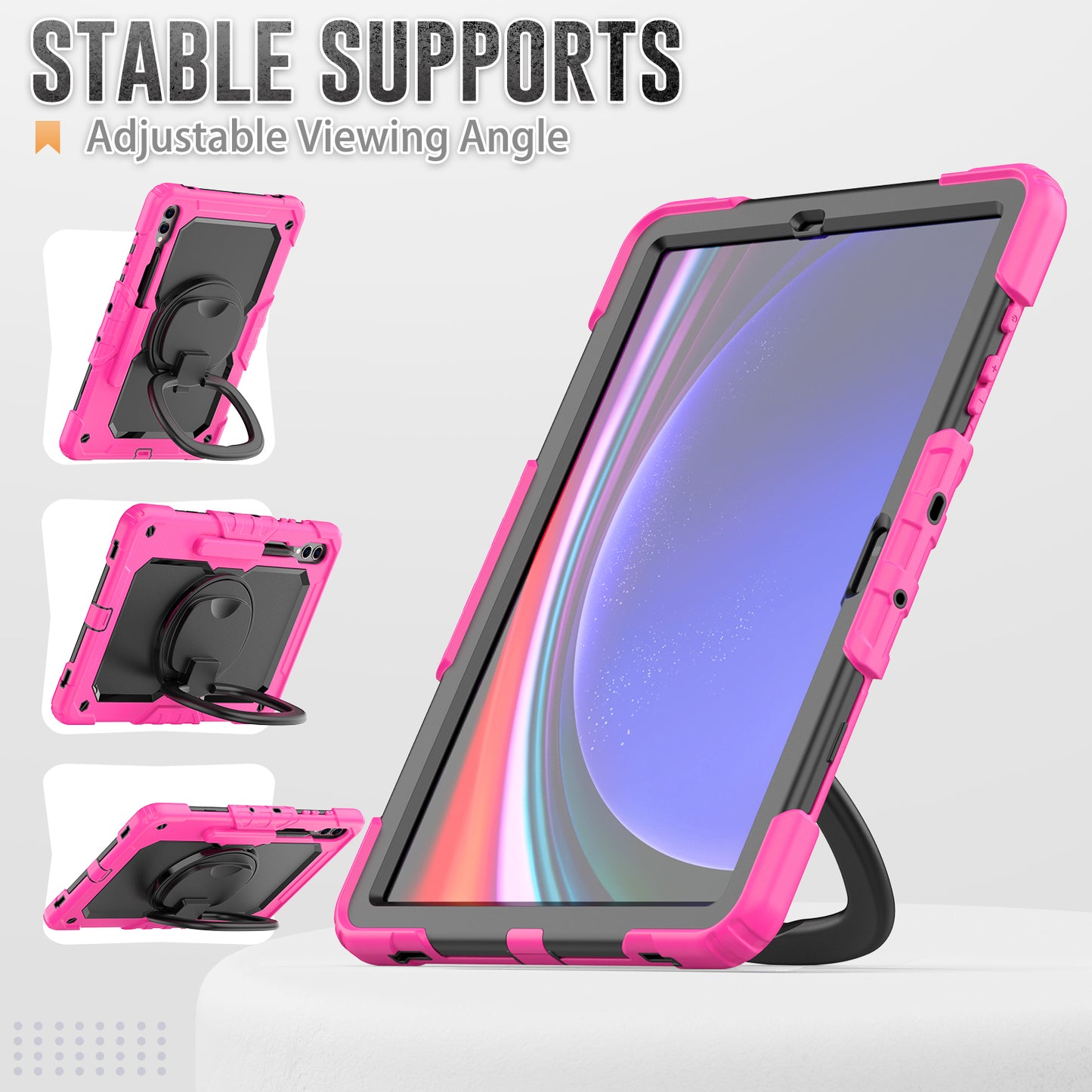 For Samsung Samsung Galaxy Tab S9+ SM-X810 / X816B / X818U PC+Silicone Tablet Case Hand Grip Kickstand Cover with Shoulder Strap