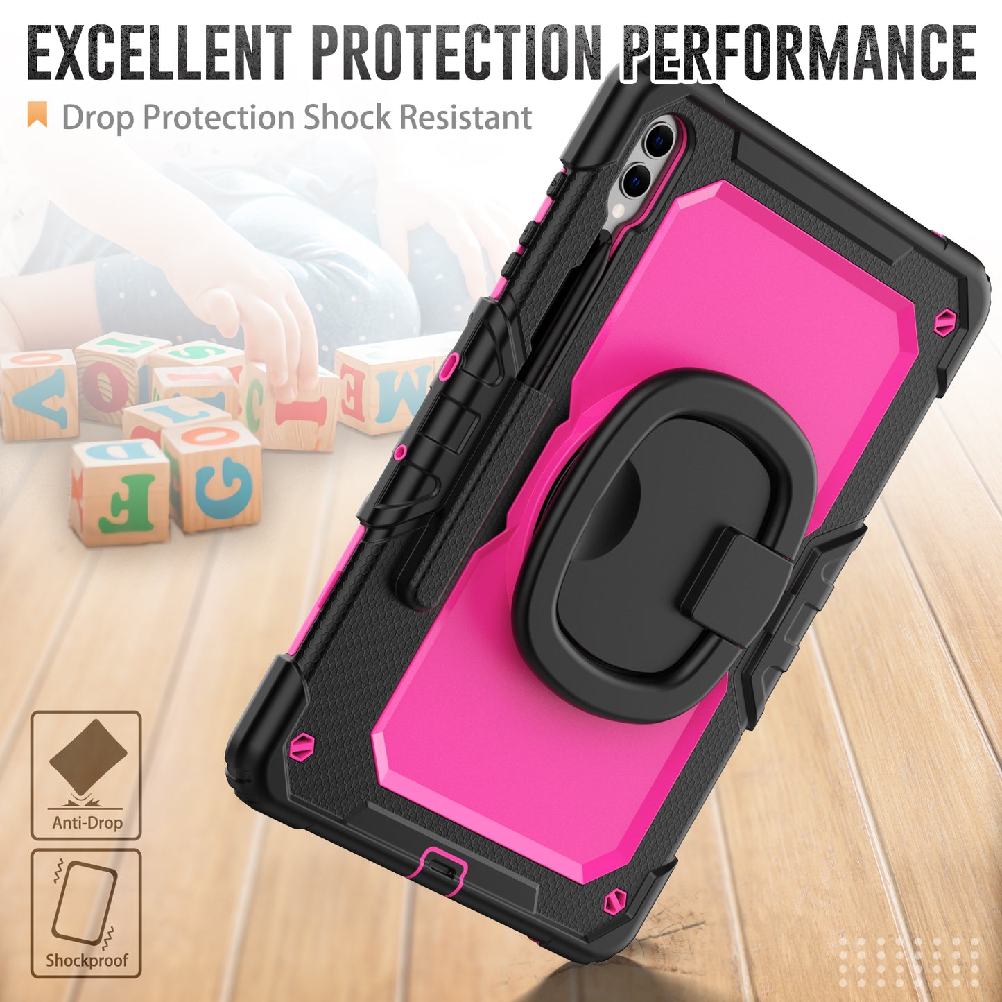 For Samsung Samsung Galaxy Tab S9+ SM-X810 / X816B / X818U PC+Silicone Tablet Case Hand Grip Kickstand Cover with Shoulder Strap