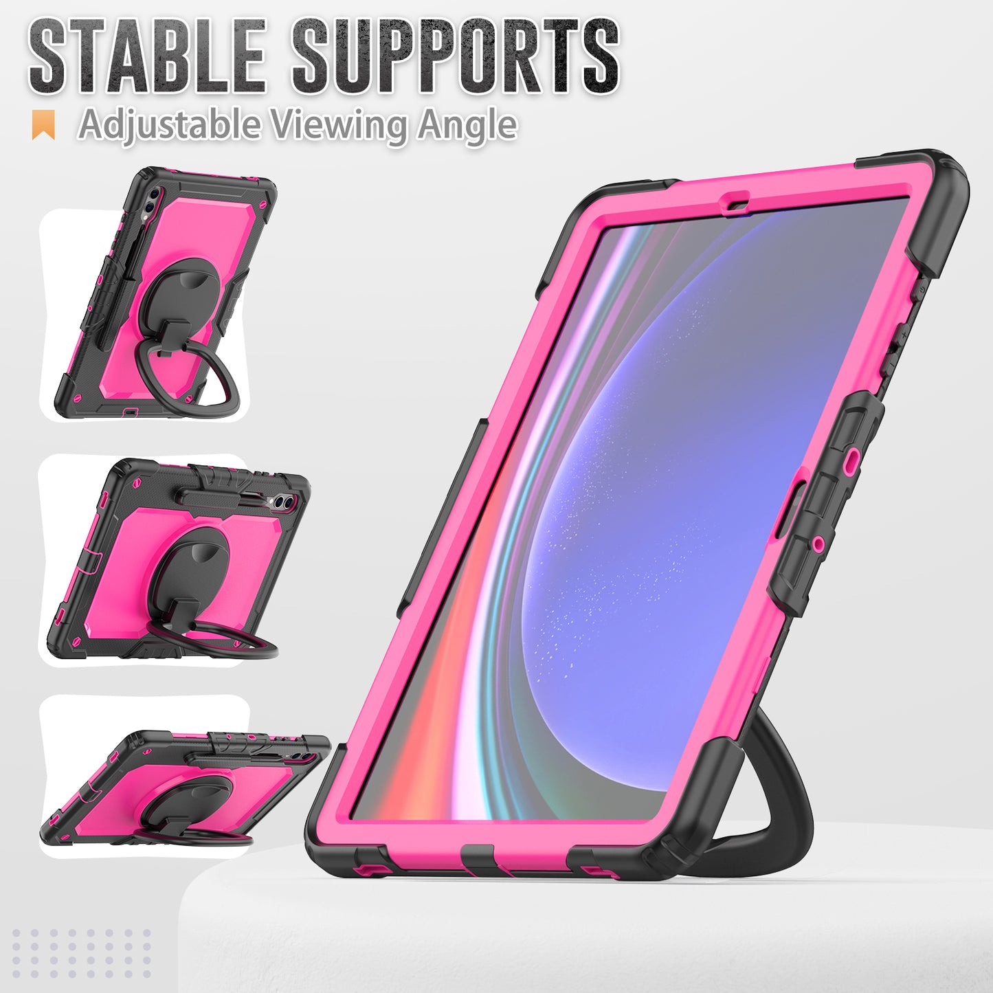 For Samsung Samsung Galaxy Tab S9+ SM-X810 / X816B / X818U PC+Silicone Tablet Case Hand Grip Kickstand Cover with Shoulder Strap