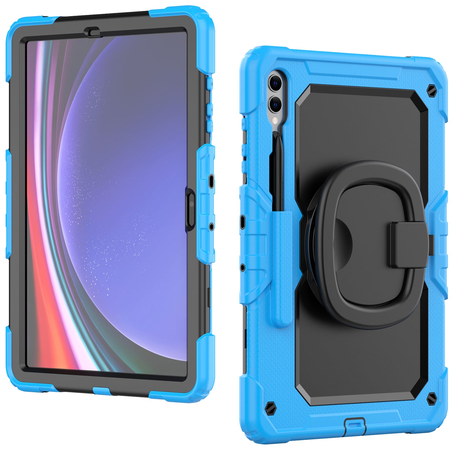 For Samsung Samsung Galaxy Tab S9+ SM-X810 / X816B / X818U PC+Silicone Tablet Case Hand Grip Kickstand Cover with Shoulder Strap