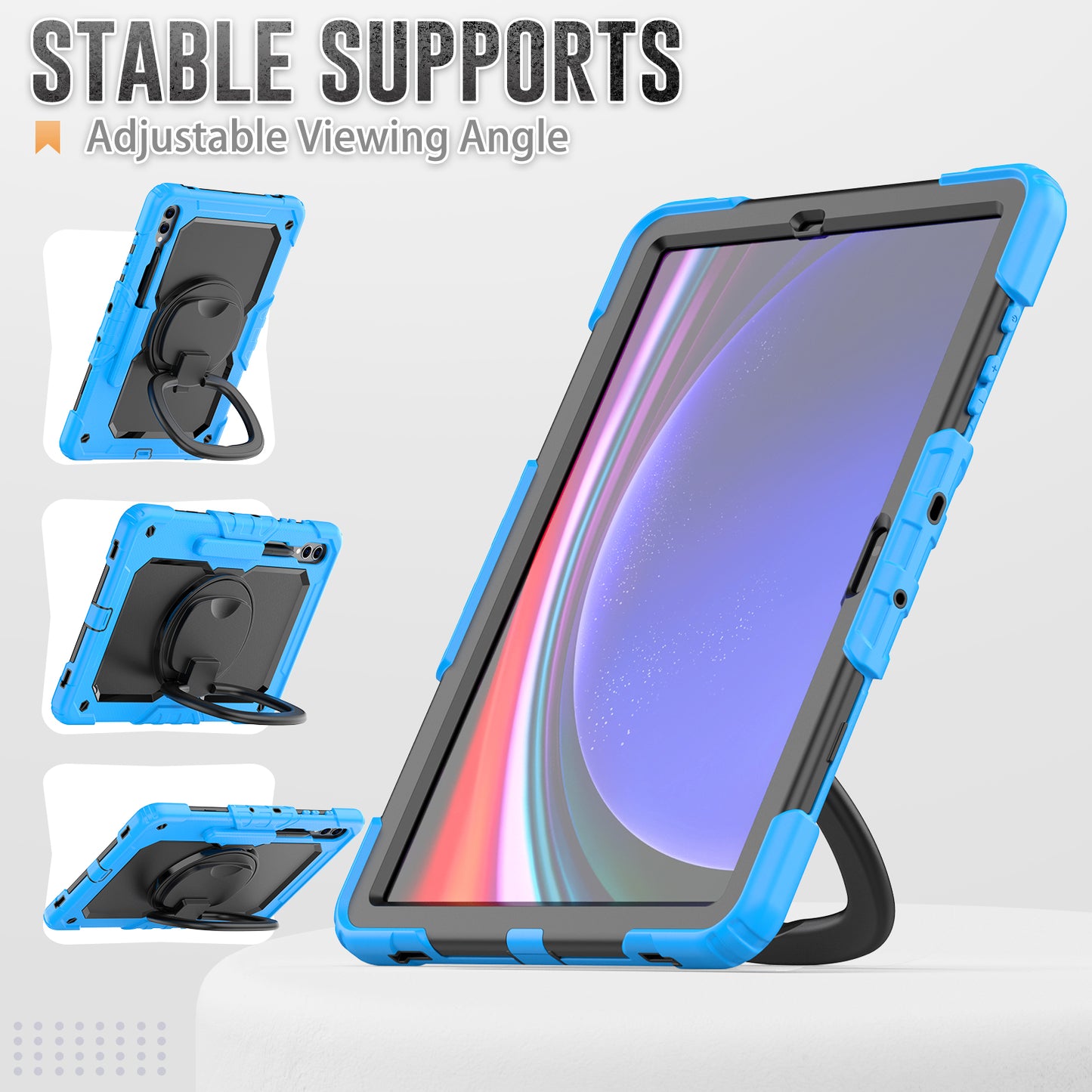 For Samsung Samsung Galaxy Tab S9+ SM-X810 / X816B / X818U PC+Silicone Tablet Case Hand Grip Kickstand Cover with Shoulder Strap
