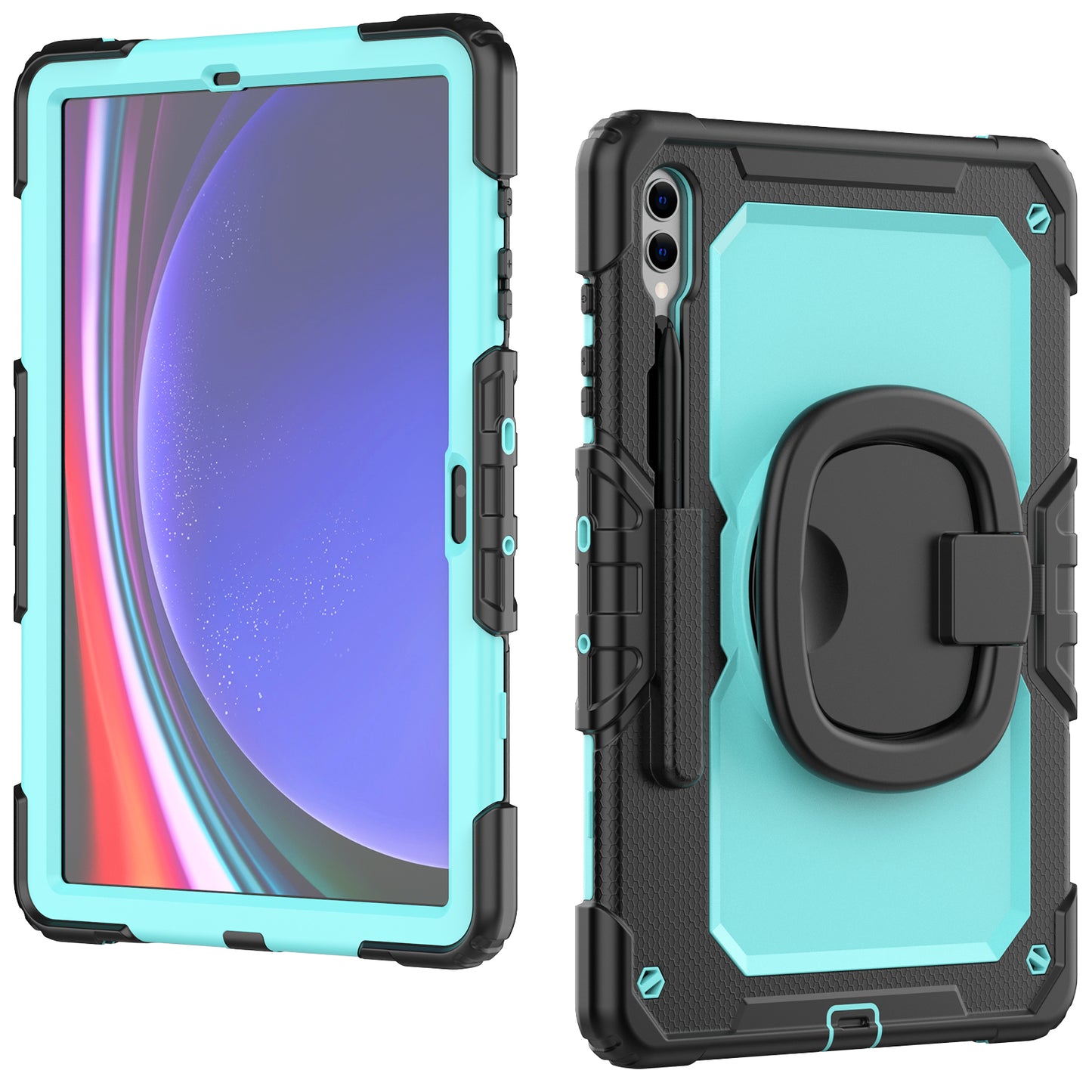 For Samsung Samsung Galaxy Tab S9+ SM-X810 / X816B / X818U PC+Silicone Tablet Case Hand Grip Kickstand Cover with Shoulder Strap
