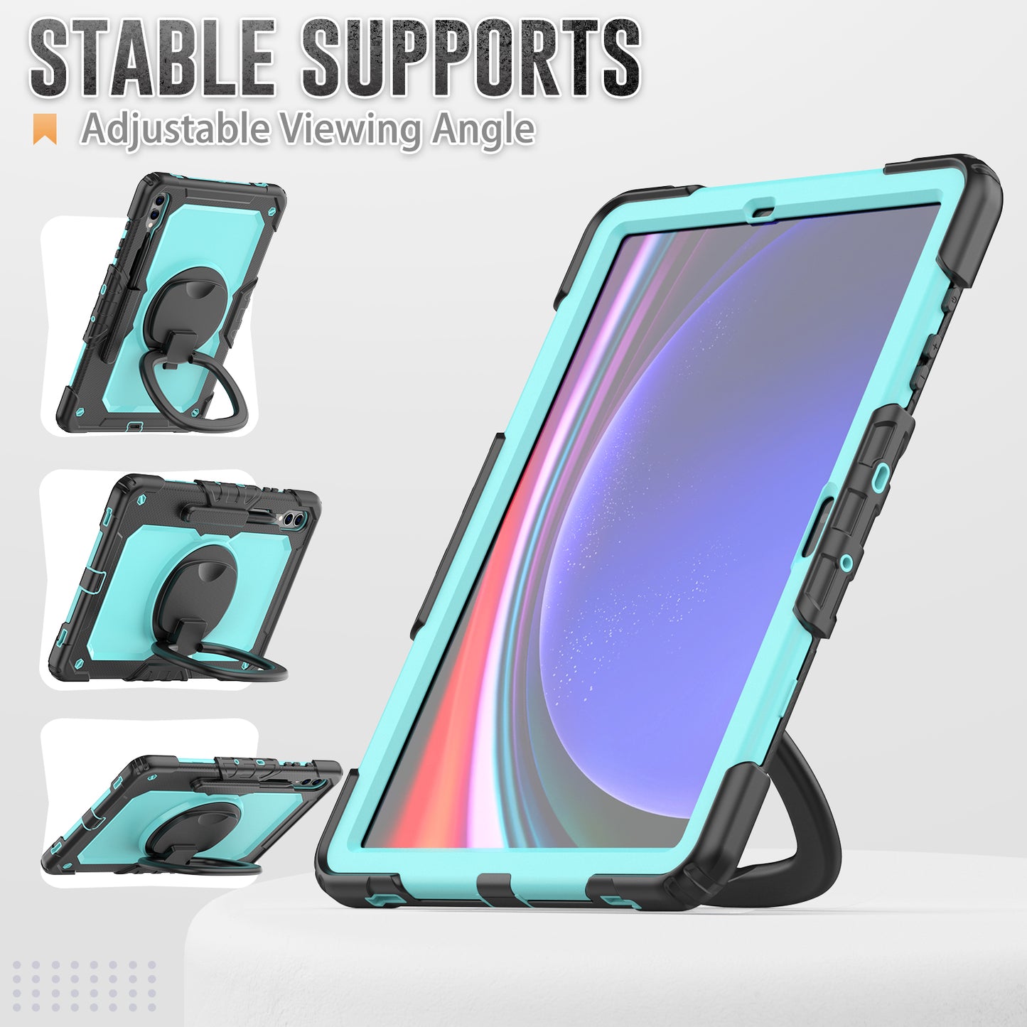 For Samsung Samsung Galaxy Tab S9+ SM-X810 / X816B / X818U PC+Silicone Tablet Case Hand Grip Kickstand Cover with Shoulder Strap