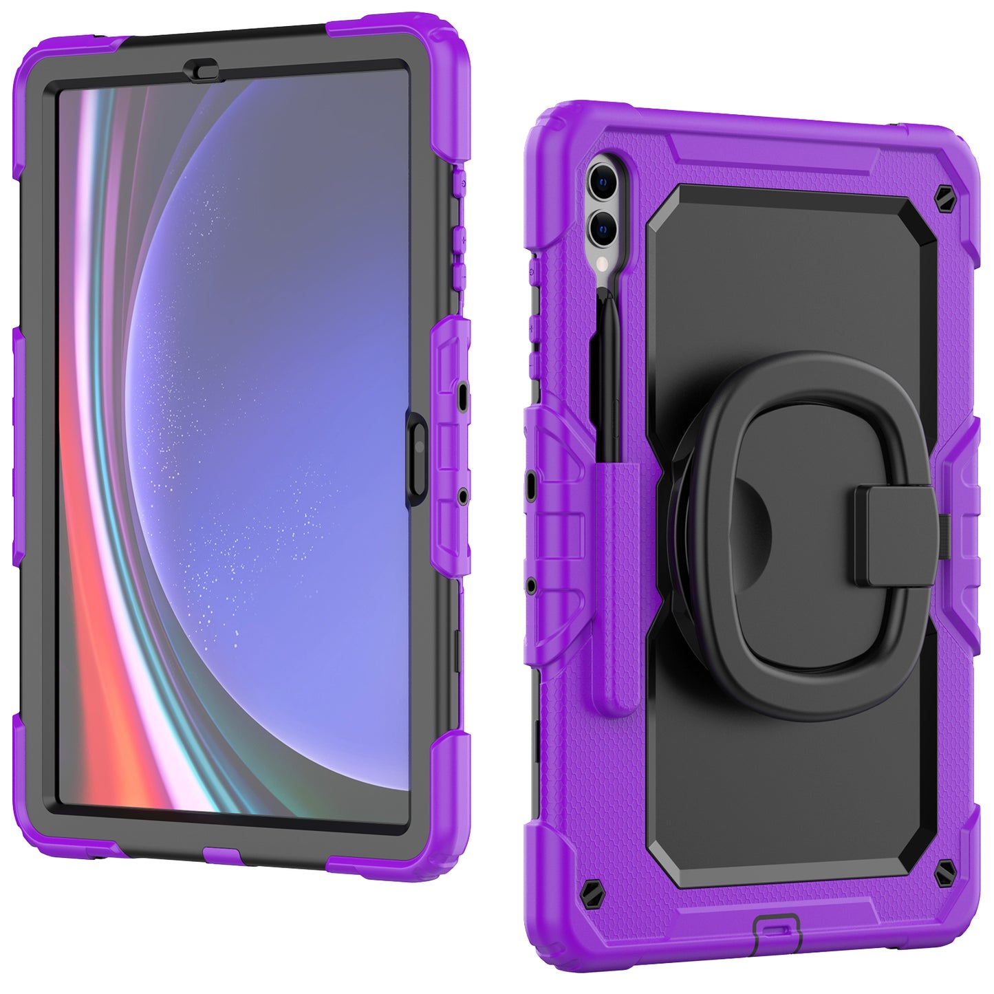 For Samsung Samsung Galaxy Tab S9+ SM-X810 / X816B / X818U PC+Silicone Tablet Case Hand Grip Kickstand Cover with Shoulder Strap