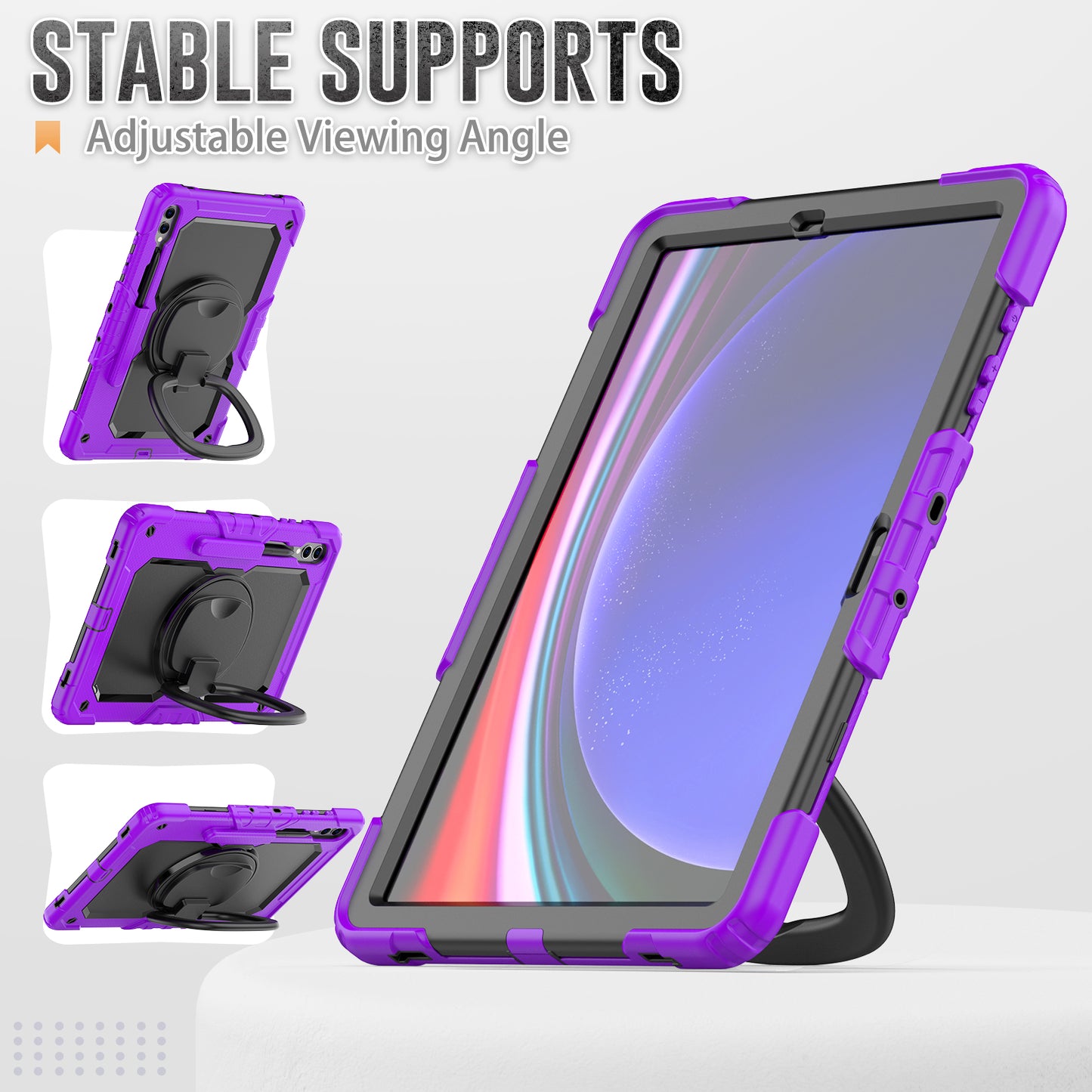 For Samsung Samsung Galaxy Tab S9+ SM-X810 / X816B / X818U PC+Silicone Tablet Case Hand Grip Kickstand Cover with Shoulder Strap
