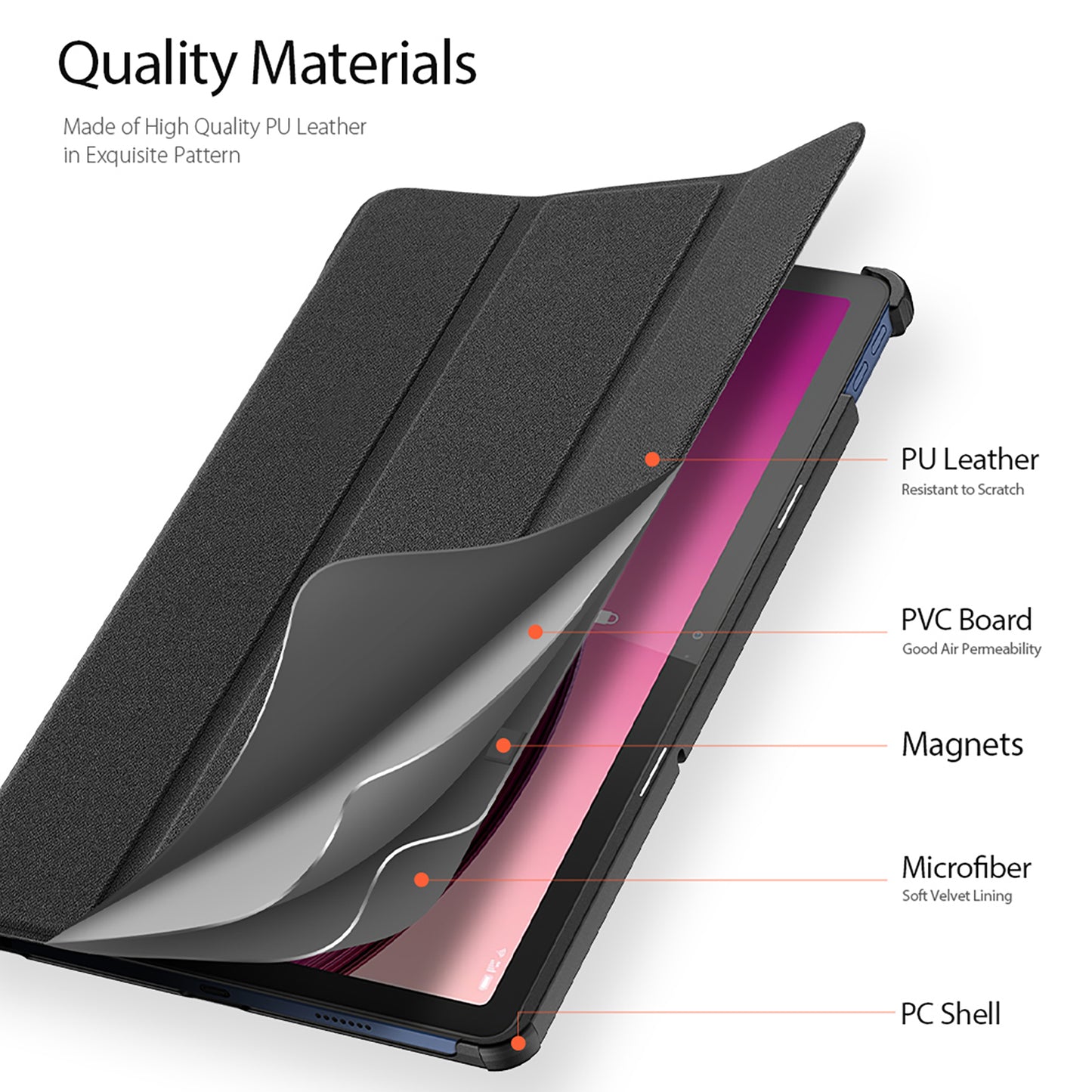 DUX DUCIS Domo Series for Lenovo Tab M10 PU Leather Case Auto Wake / Sleep Tri-fold Stand Tablet Cover